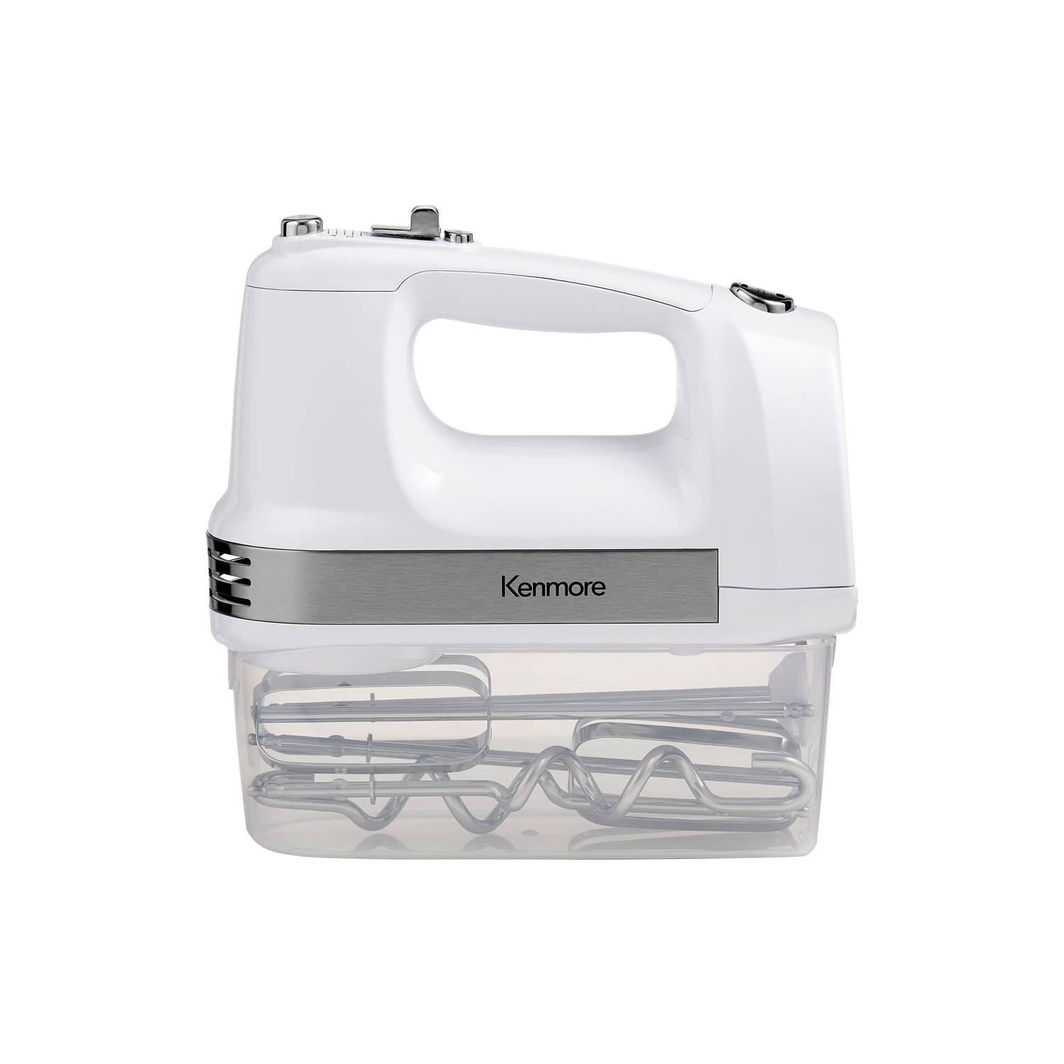 Kenmore 5-Speed Hand Mixer Beater Blender 250W White Includes Dishwasher-Safe Beaters, Dough Hooks & Liquid Blending Rod Automatic Cord Retraction