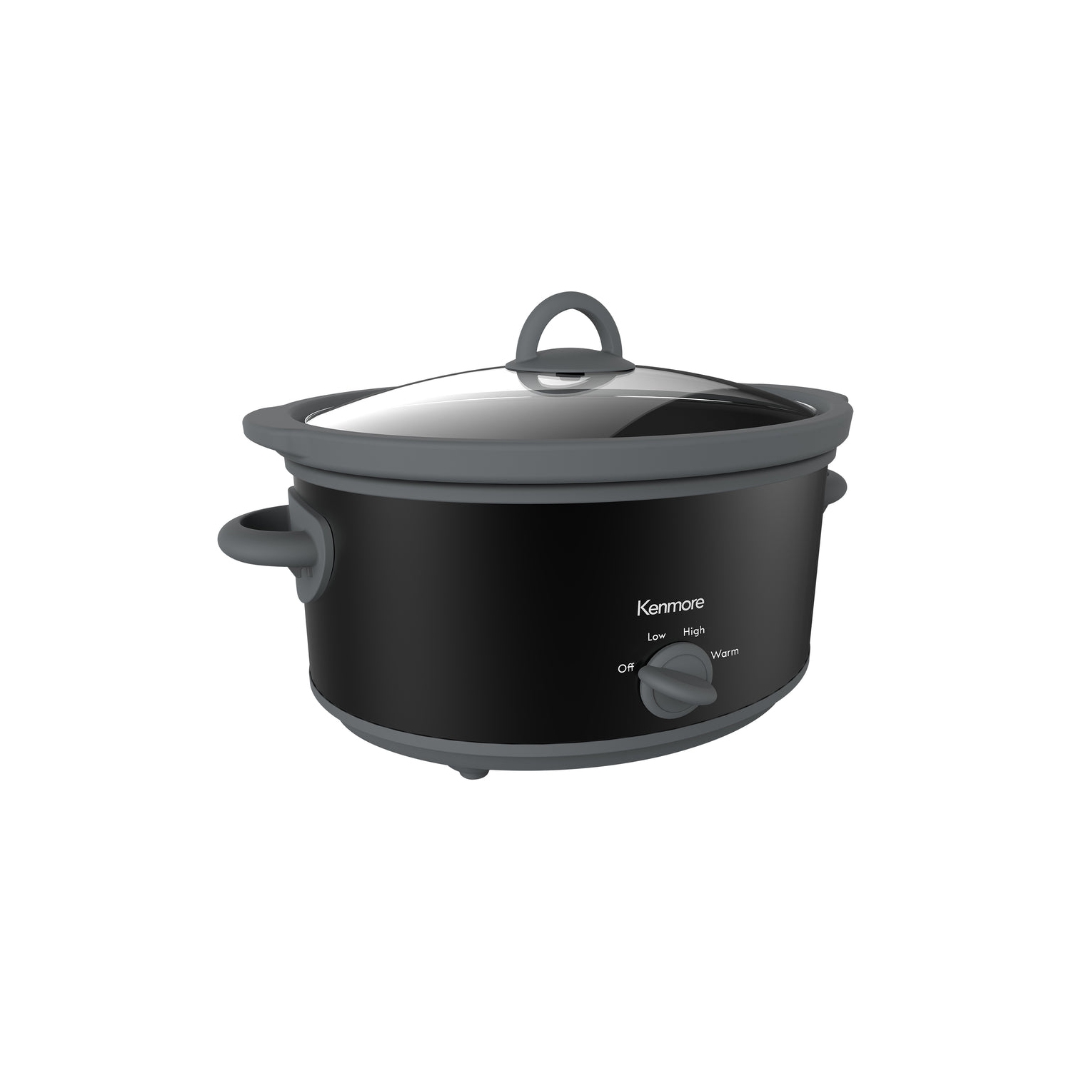 Kenmore 5 qt Slow Cooker, Black and Gray, Compact Countertop Cooking, Simple Dial Control