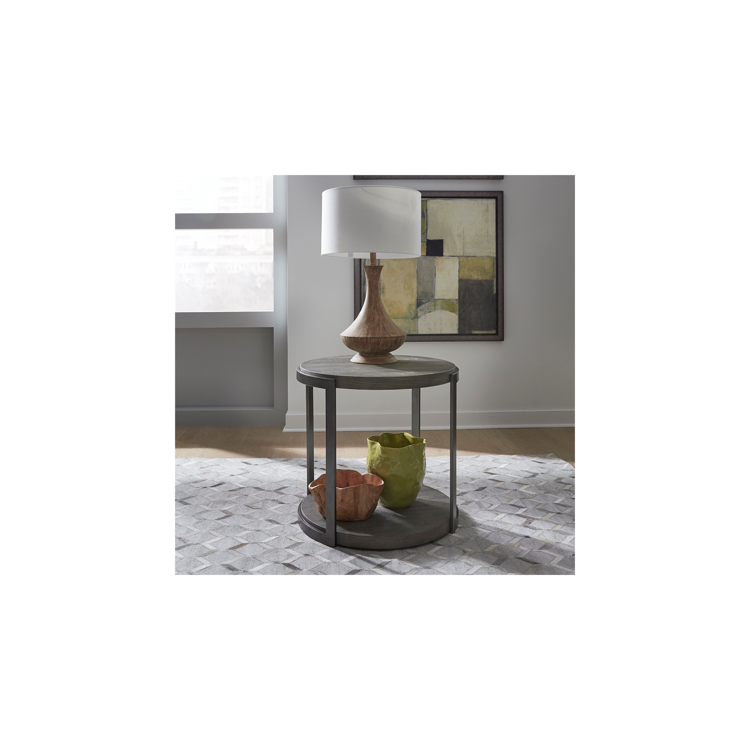 Modern View Medium Gray Round End Table