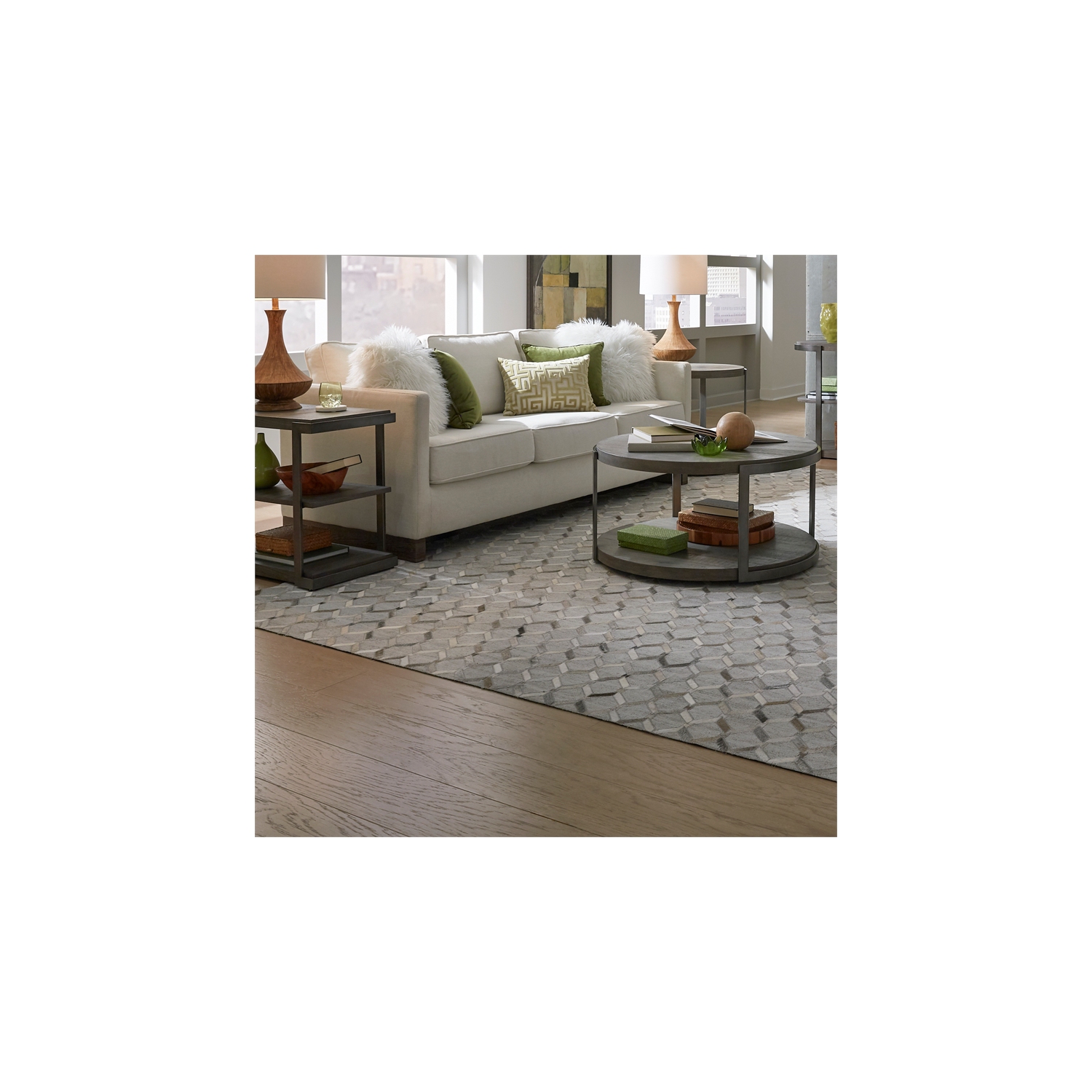 Modern View Medium Gray Round End Table