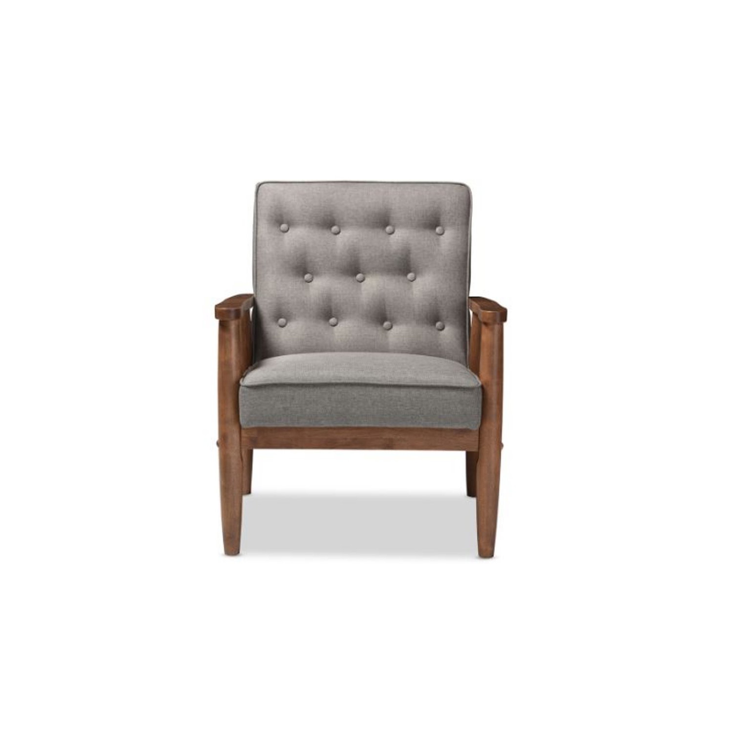 Baxton Studio Sorrento Tufted Reception Chair in Gray and Brown
