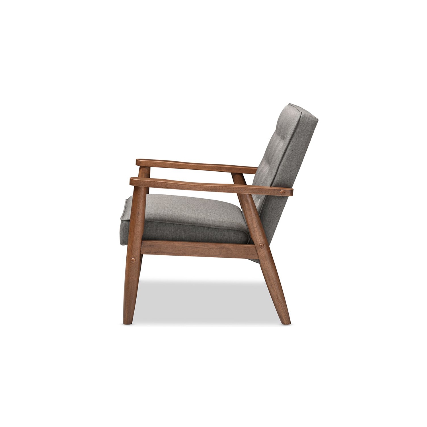 Baxton Studio Sorrento Tufted Reception Chair in Gray and Brown