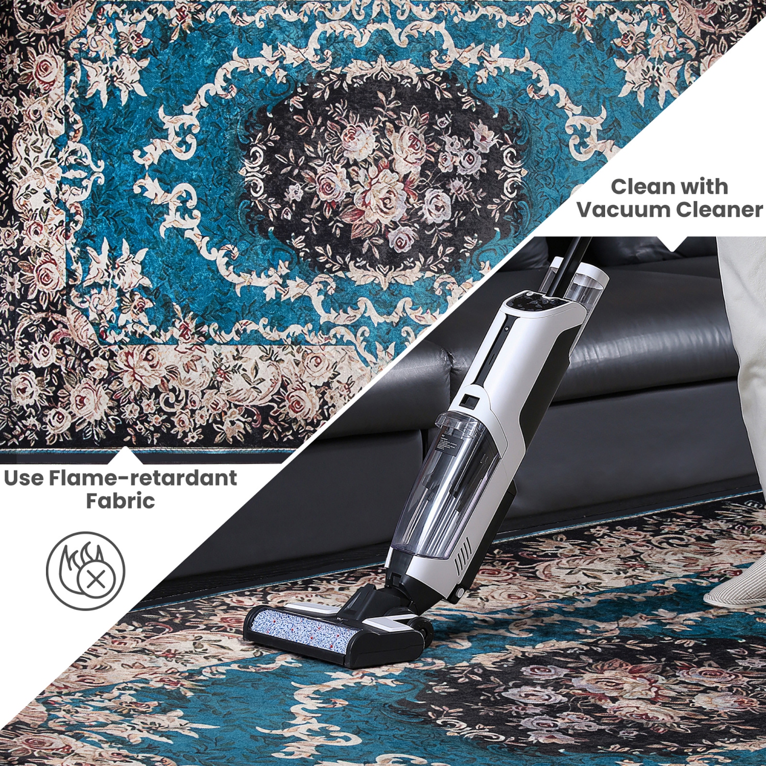 Costway Area Rug 5'4" x 7'7" Non-Shedding Anti-slip Carpet Vintage Living Room Bedroom