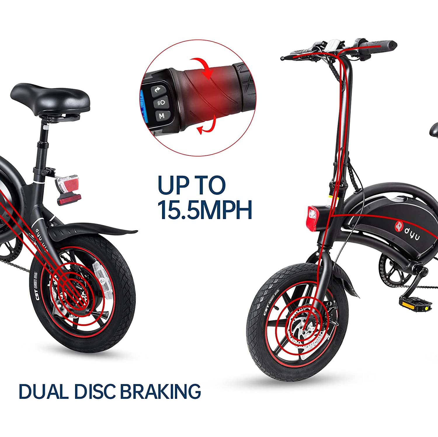 Vélo électrique pour adultes Autonomie de batterie de 14" jusqu'à 50&nbsp;km | Vélo électrique pliant,Vélo électrique de ville | 350&nbsp;W Motor |