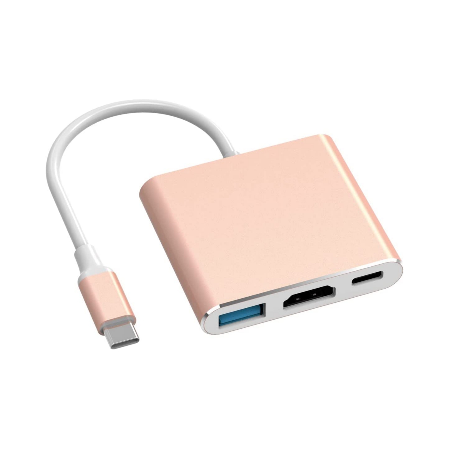 NIERBO Rose Gold Type-C Multiport AV Converter with 4K HDMI Output USD3.0 & USBC 100W Fasting Charging Compatible for MacBook / Mac Pro Air iPad Pro and More USB-C Port Device