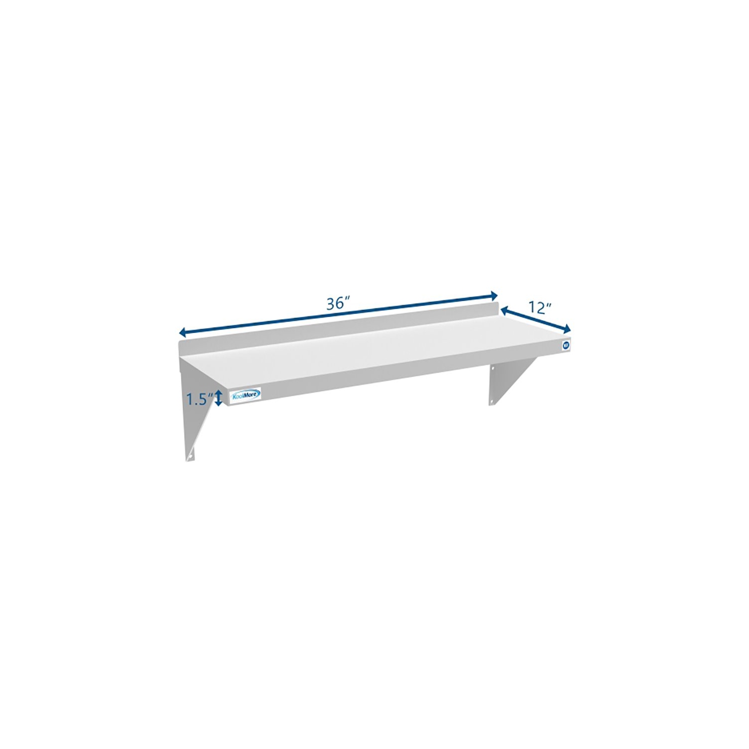 Koolmore 12x36 NSF Stainless Steel Wall Mount Shelf for Kitchen in Silver