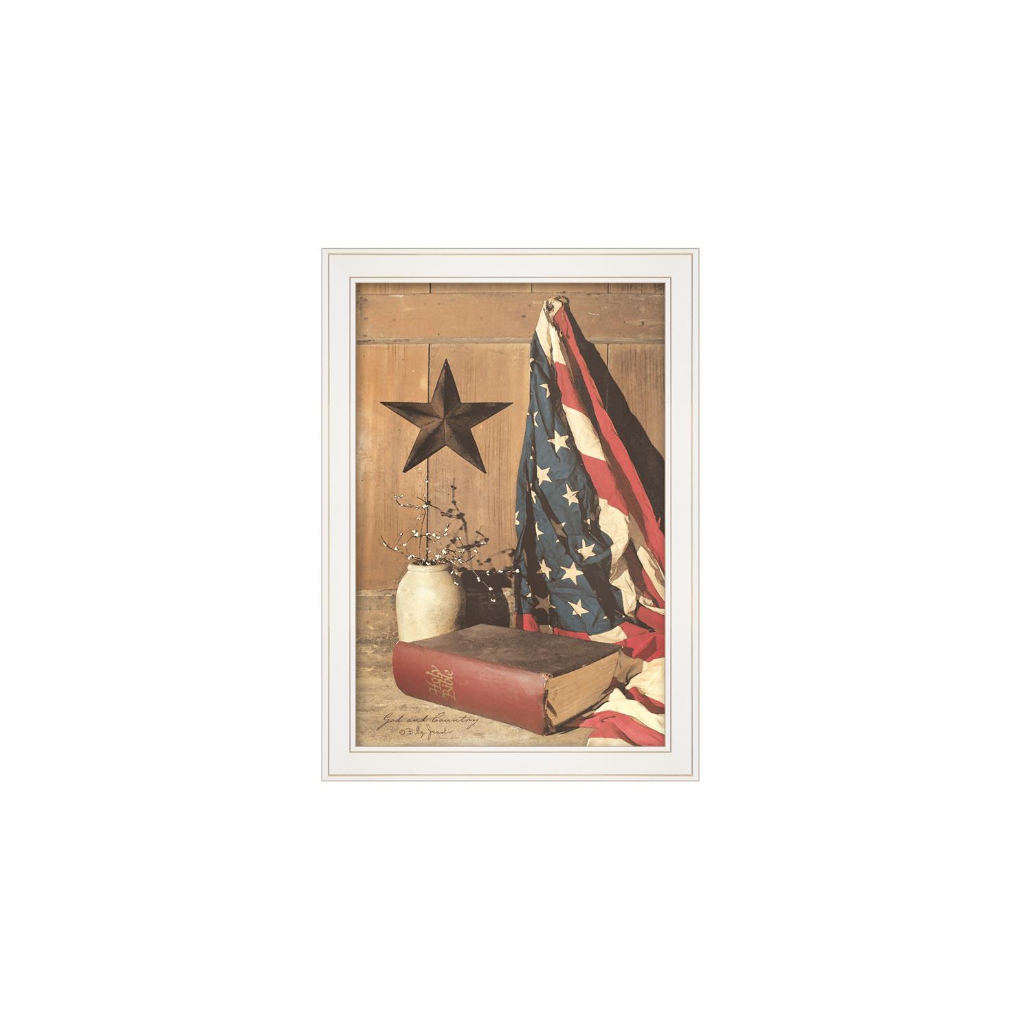 God and Country by Billy Jacobs Printed Wall Art Wood Multi-Color