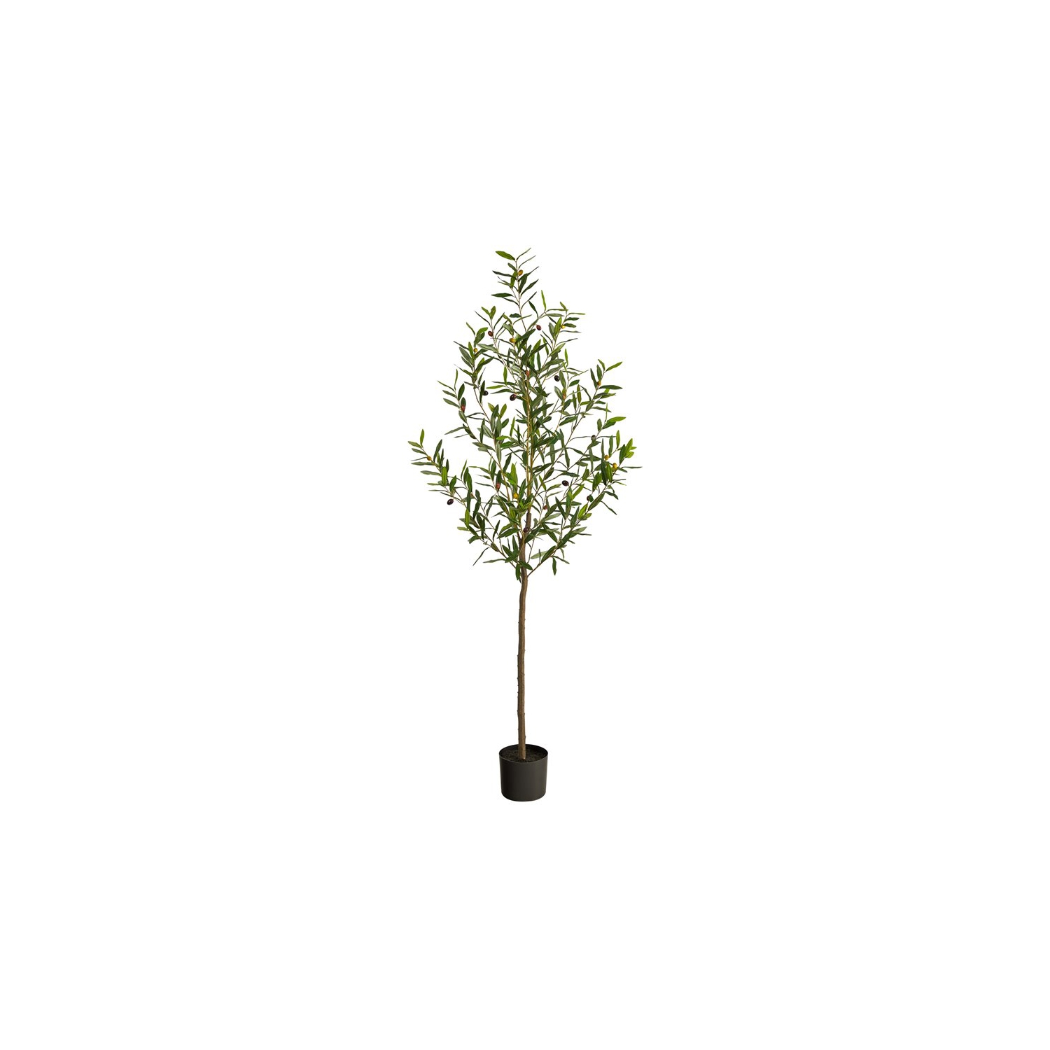 Nearly Natural 72" Olive Artificial Tree with Faux Olives in Green/Black
