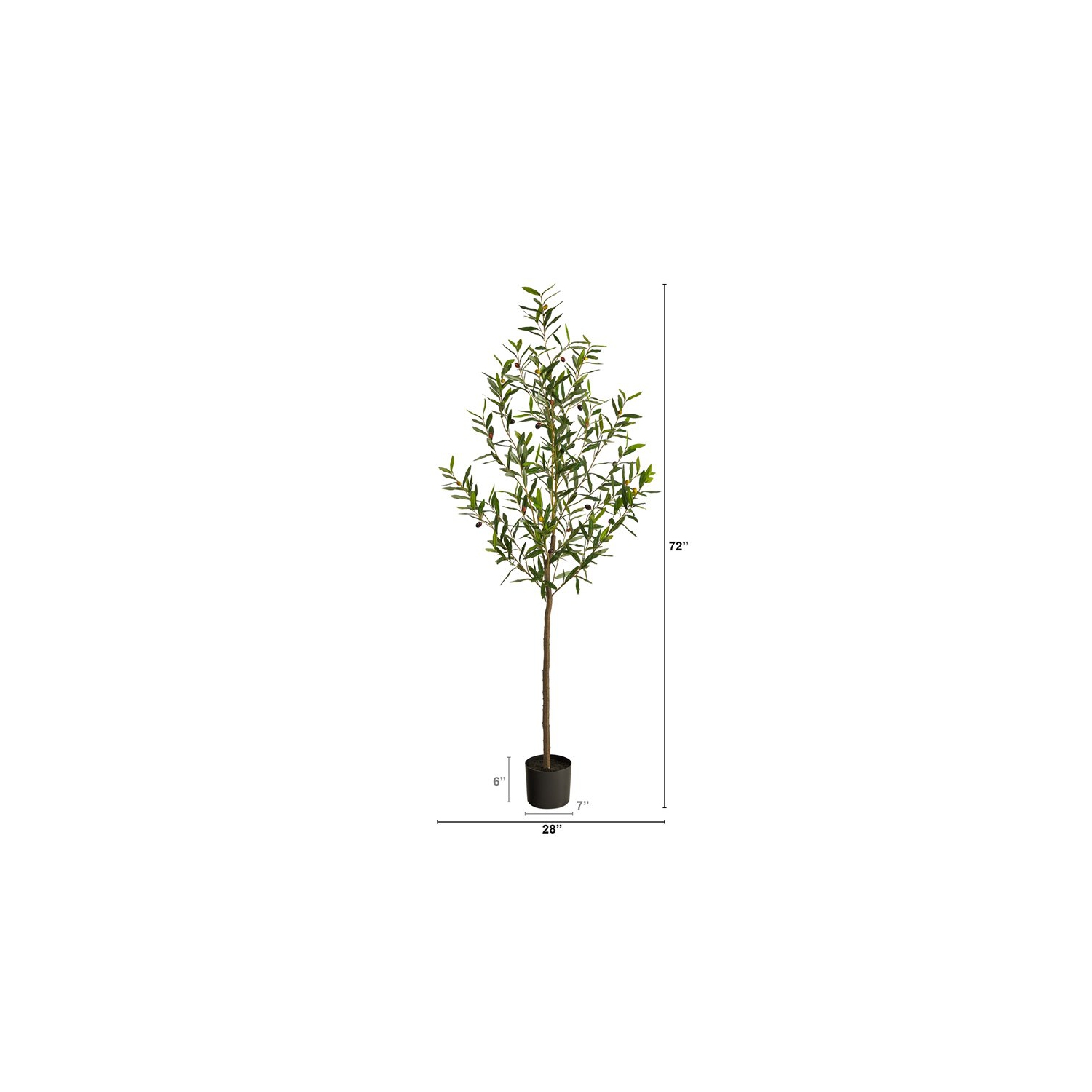 Nearly Natural 72" Olive Artificial Tree with Faux Olives in Green/Black