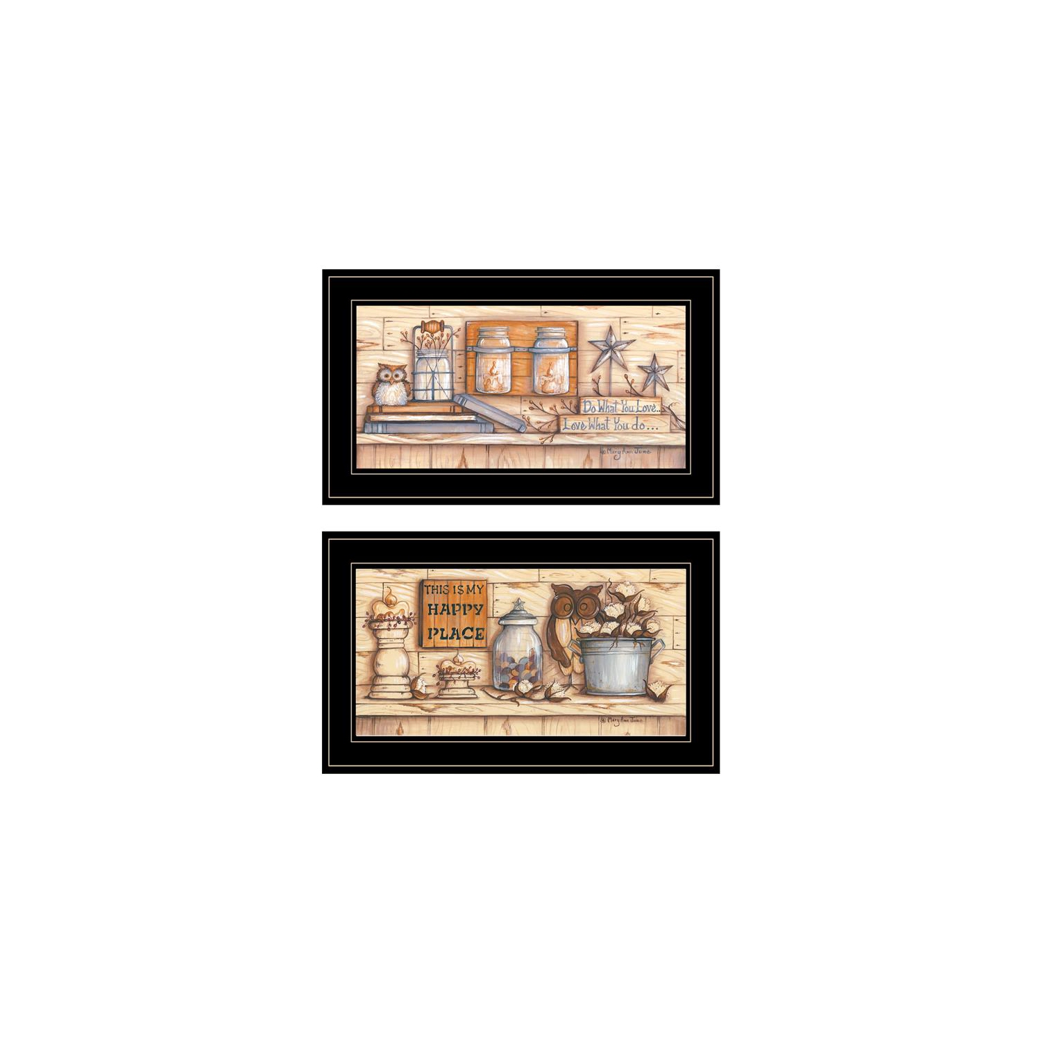 My Happy Place 2-Piece Vignette by Mary June Printed Art Wood Multi-Color