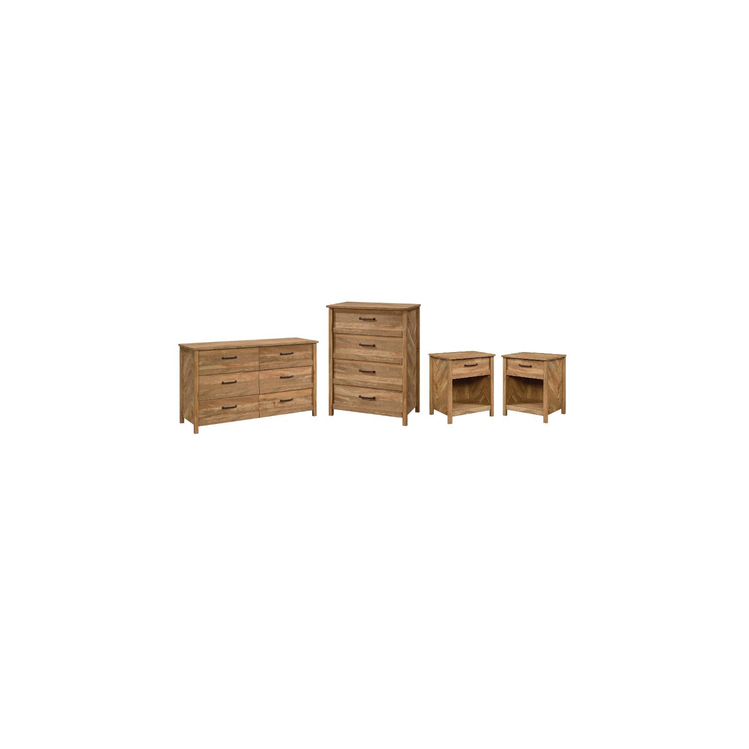 4 Piece Bedroom Set with Dresser Chest and 2 Nightstands in Sindoori Mango