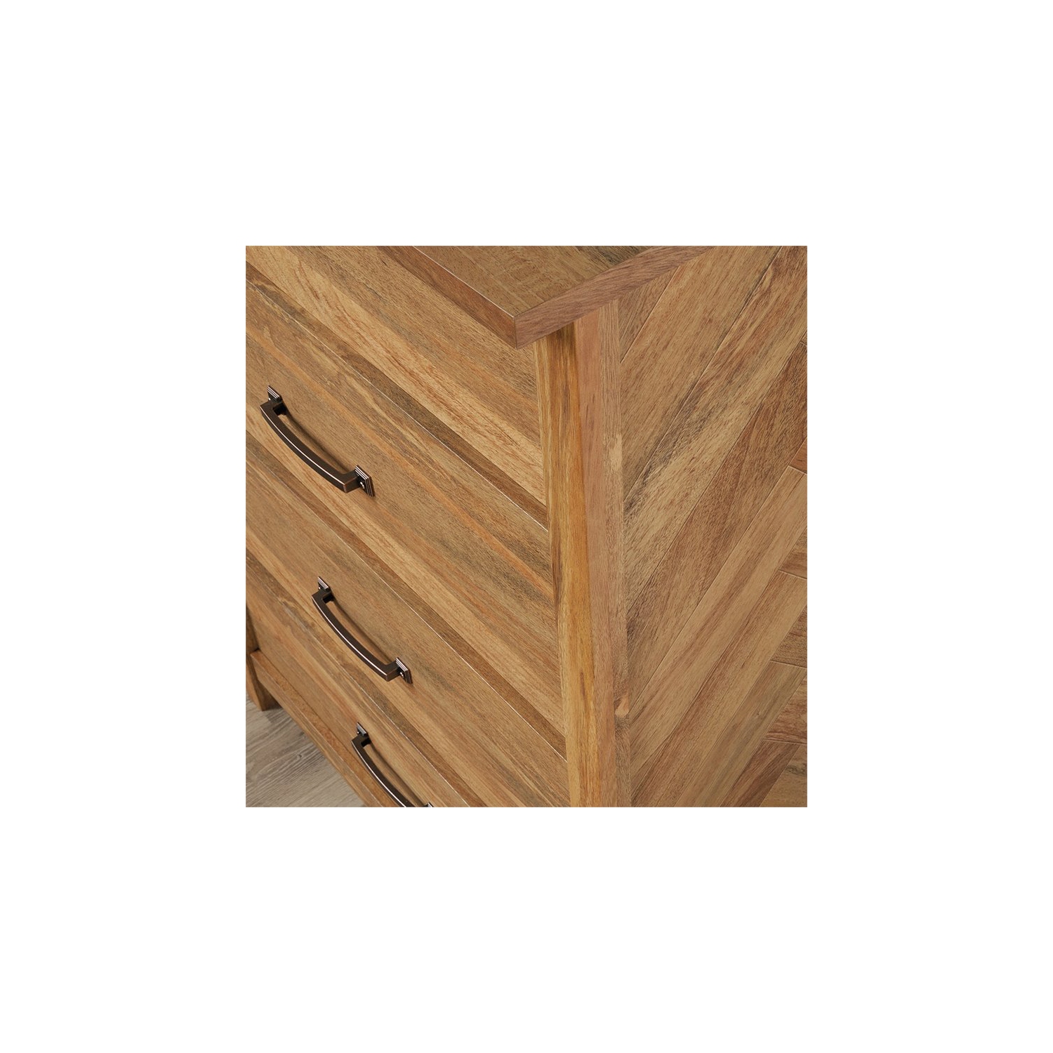 4 Piece Bedroom Set with Dresser Chest and 2 Nightstands in Sindoori Mango