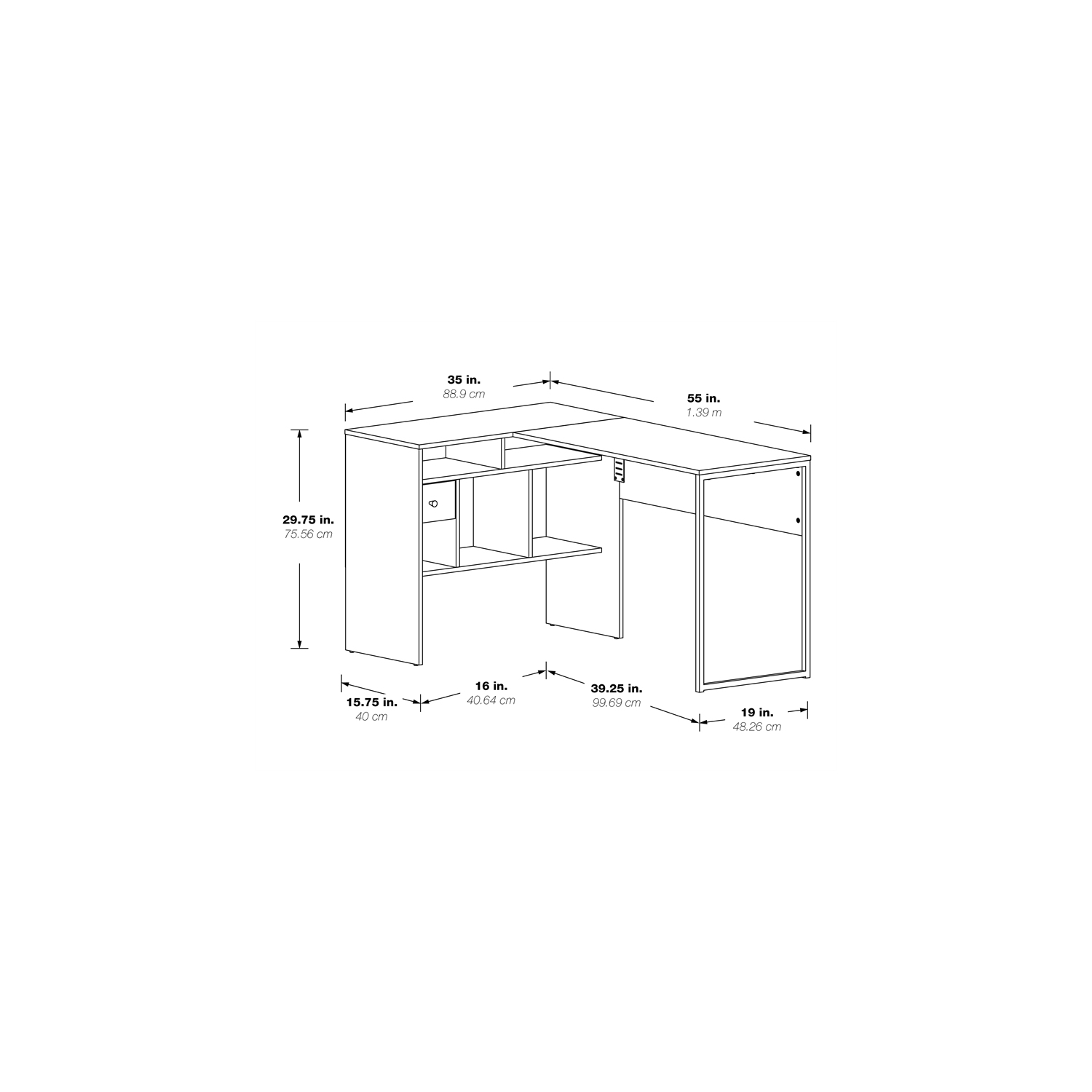 Hagney Lane L-Shape Desk in Farm Oak Gray Finish