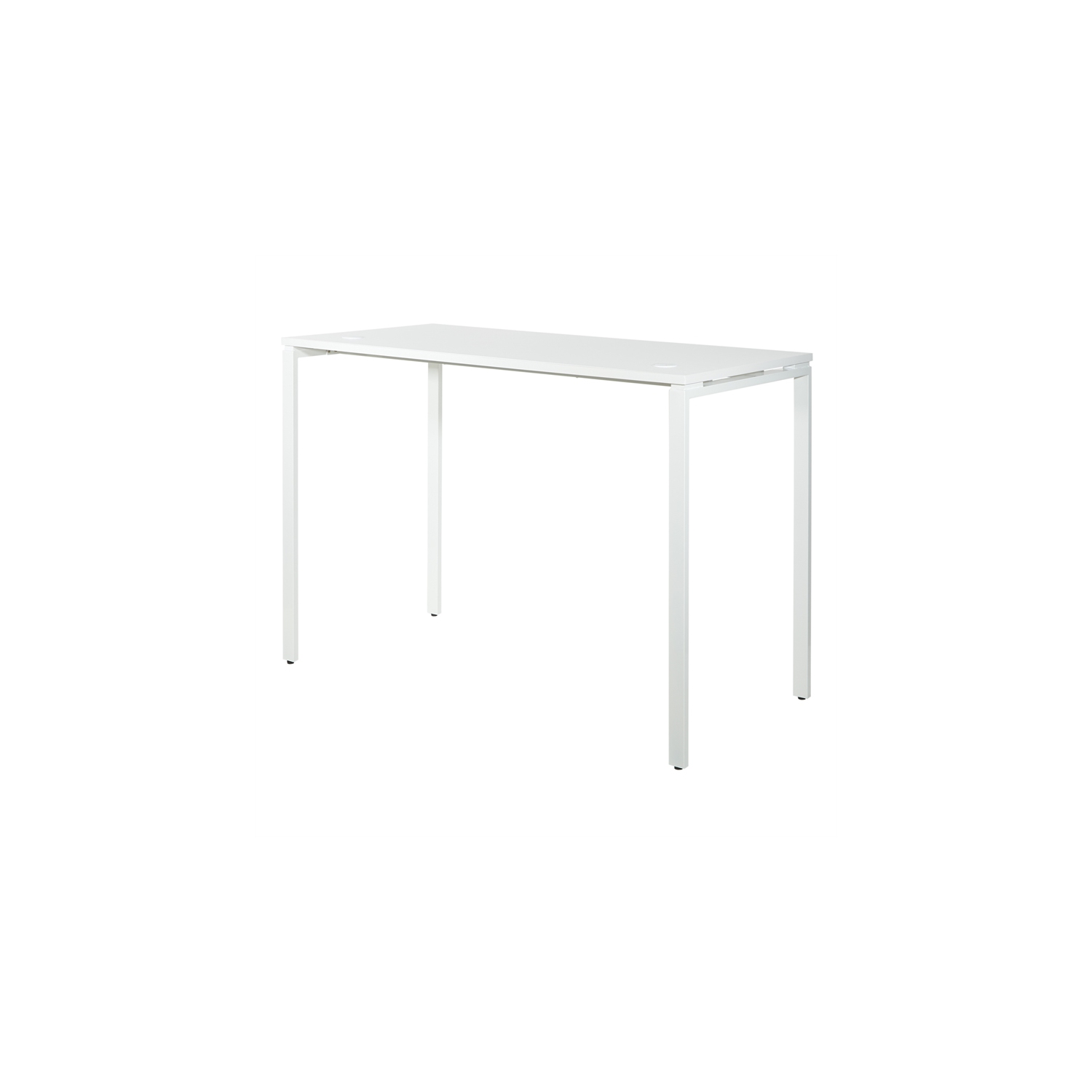 60" Writing Desk with White Laminate Top and White Finish Metal Legs