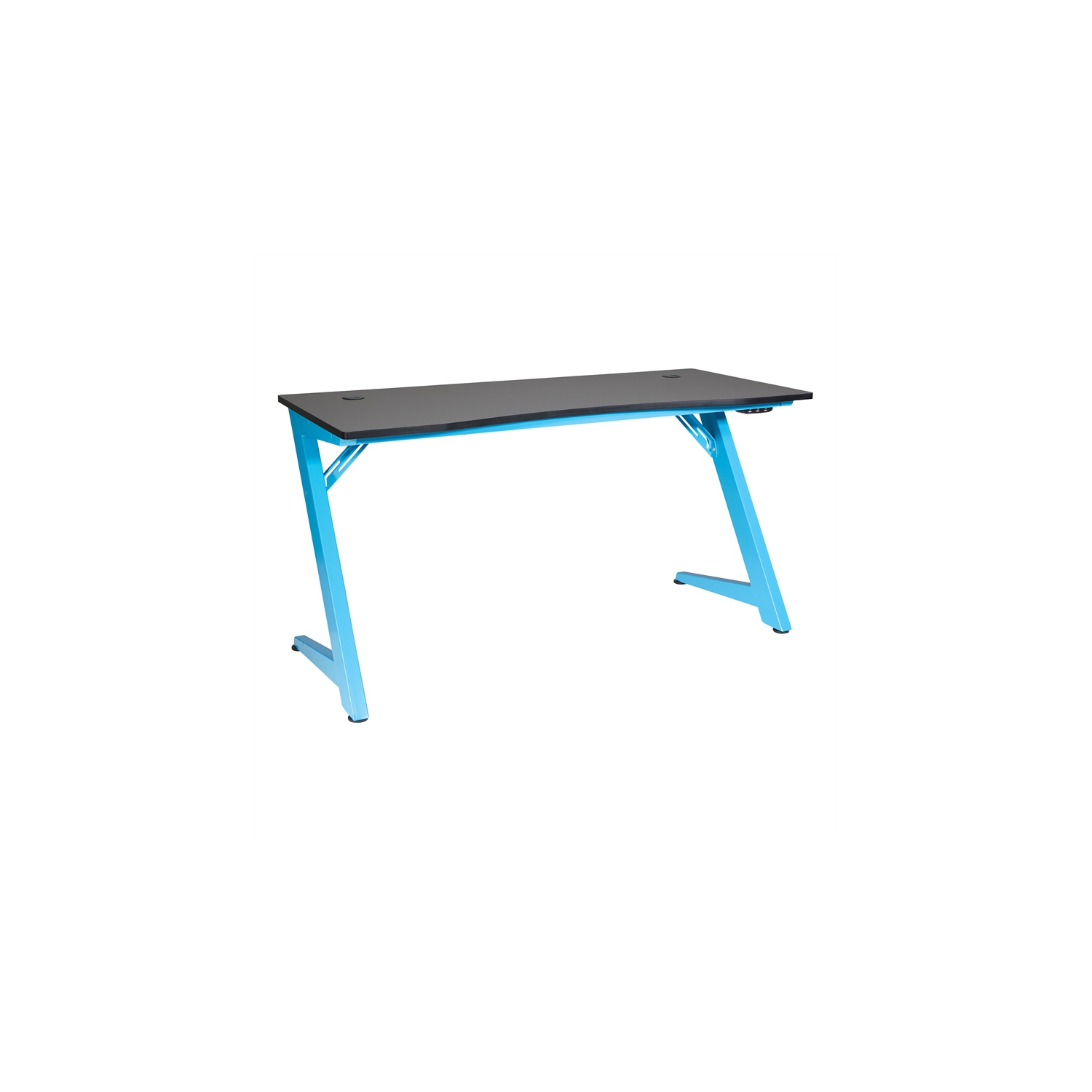 Bureau de jeu BETA Battlestation avec dessus carbone noir et pattes en métal bleu mat