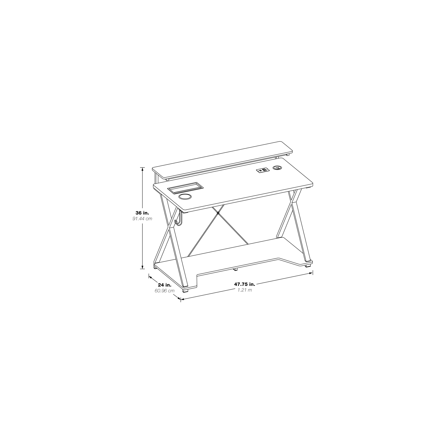 Bureau de jeu noir et carbone Checkpoint Ghost BattleStation avec DEL RVB