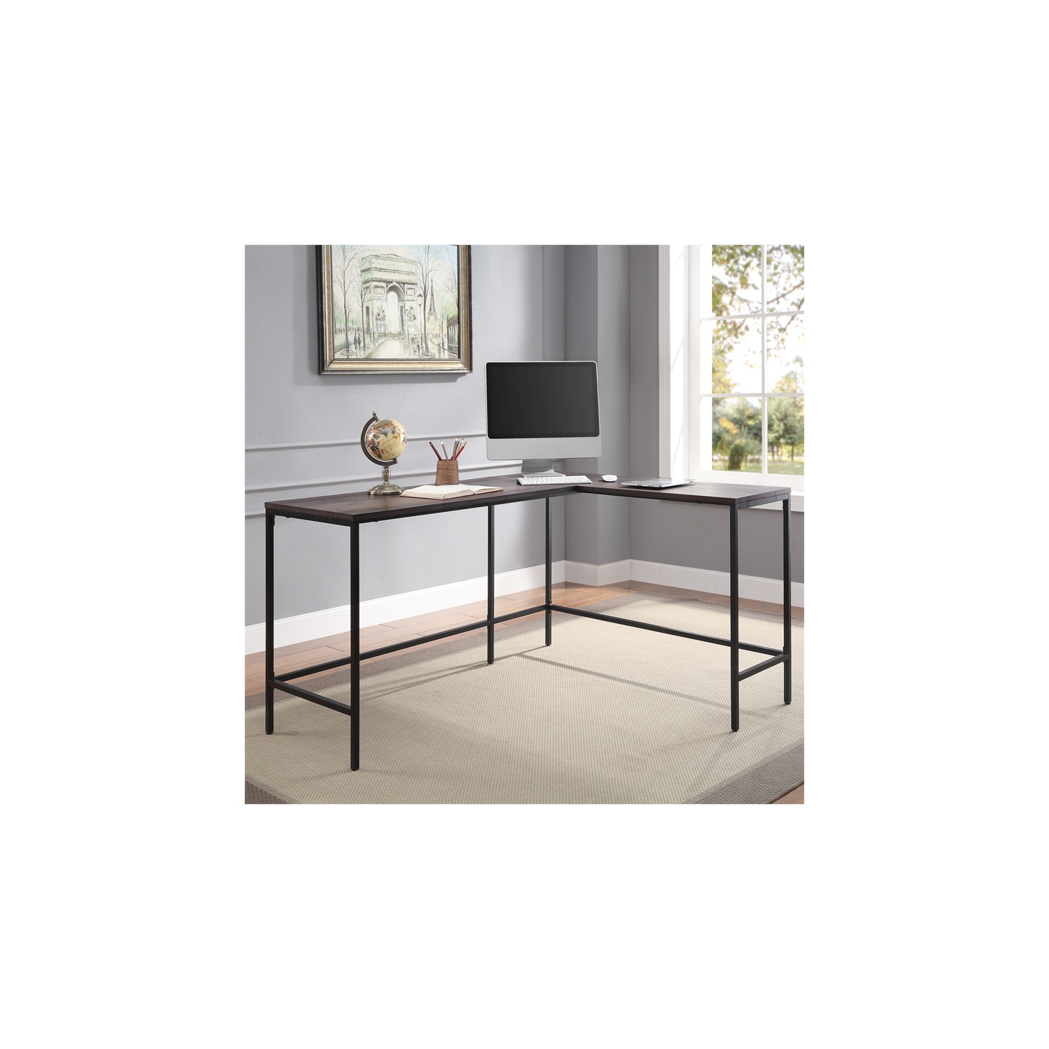 Contempo L-shaped Desk in Ozark Ash Brown finish