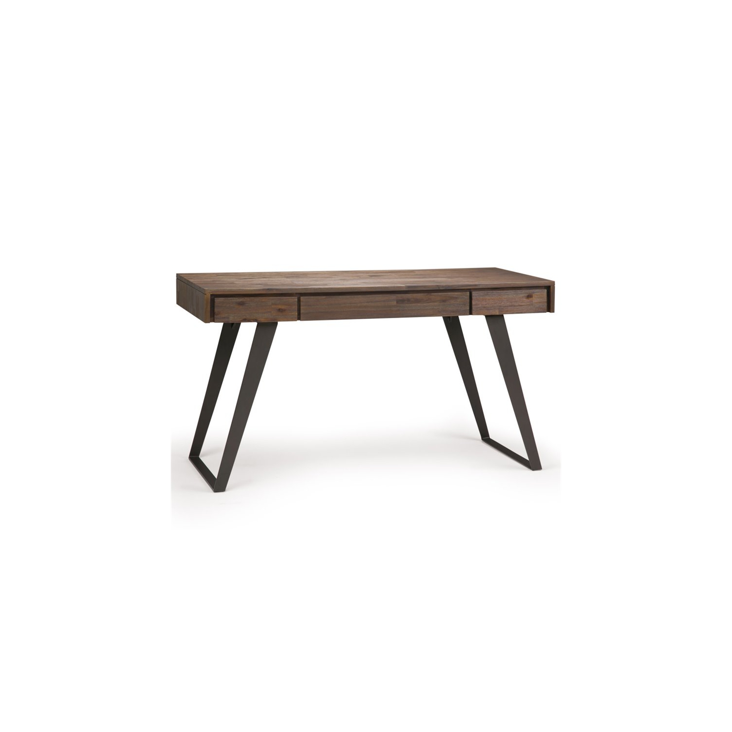 Atlin Designs Solid Wood 2-Drawers Desk in Rustic Natural Aged Brown