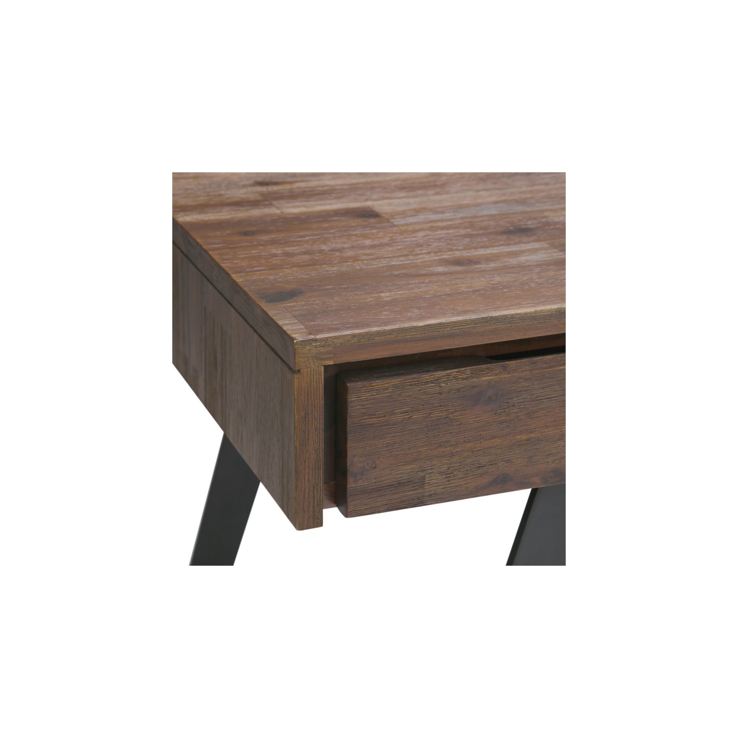 Atlin Designs Solid Wood 2-Drawers Desk in Rustic Natural Aged Brown