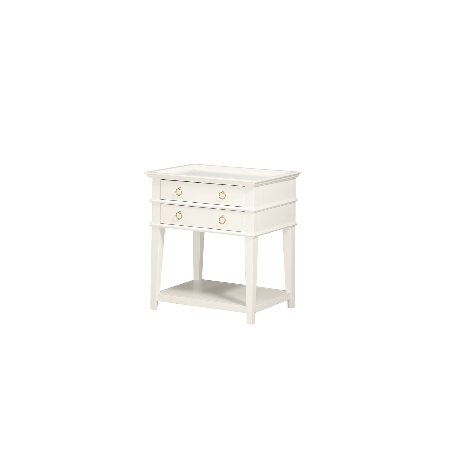 Comfort Pointe Clara 2-Drawer Tray Top Wood Nightstand in White