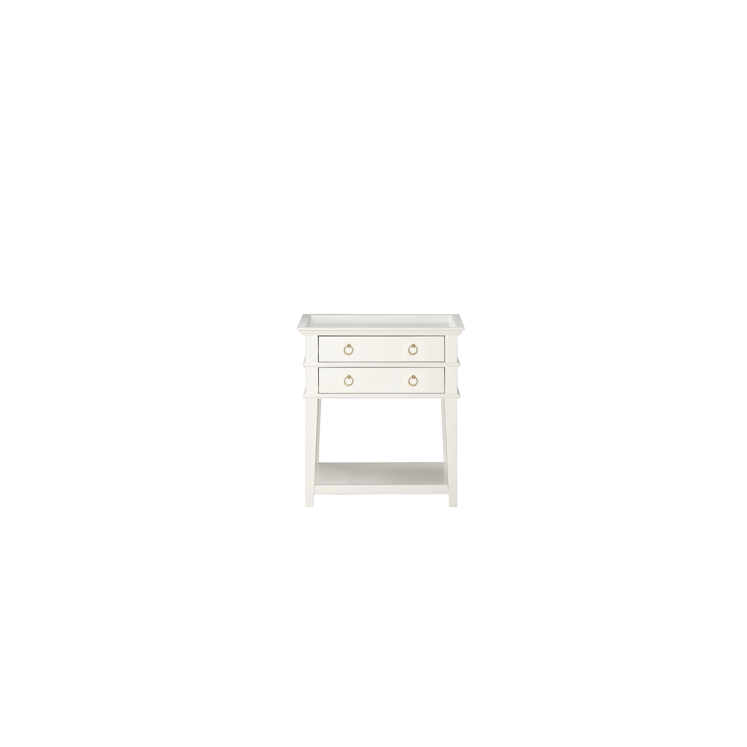 Comfort Pointe Clara 2-Drawer Tray Top Wood Nightstand in White