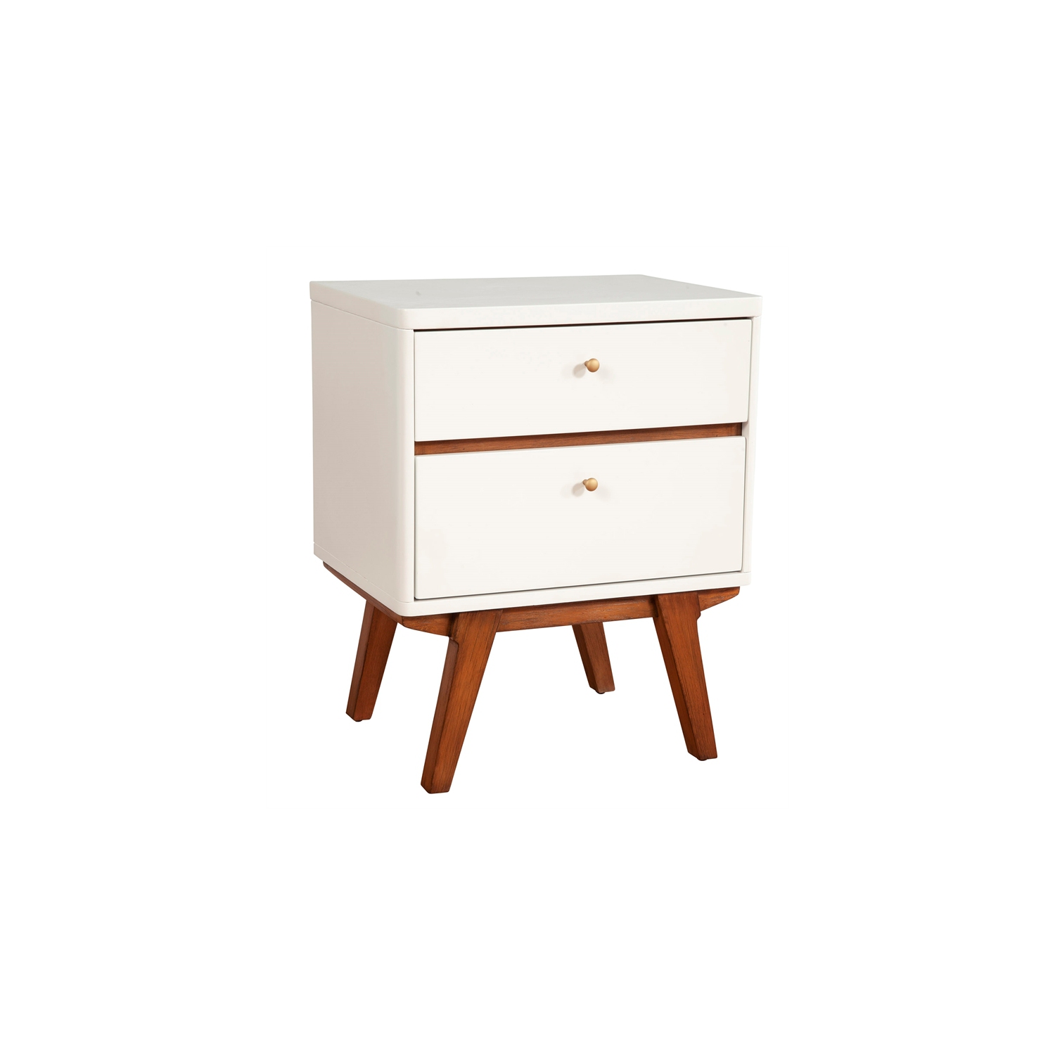 Alpine Furniture Dakota Two Drawer Wood Nightstand in White