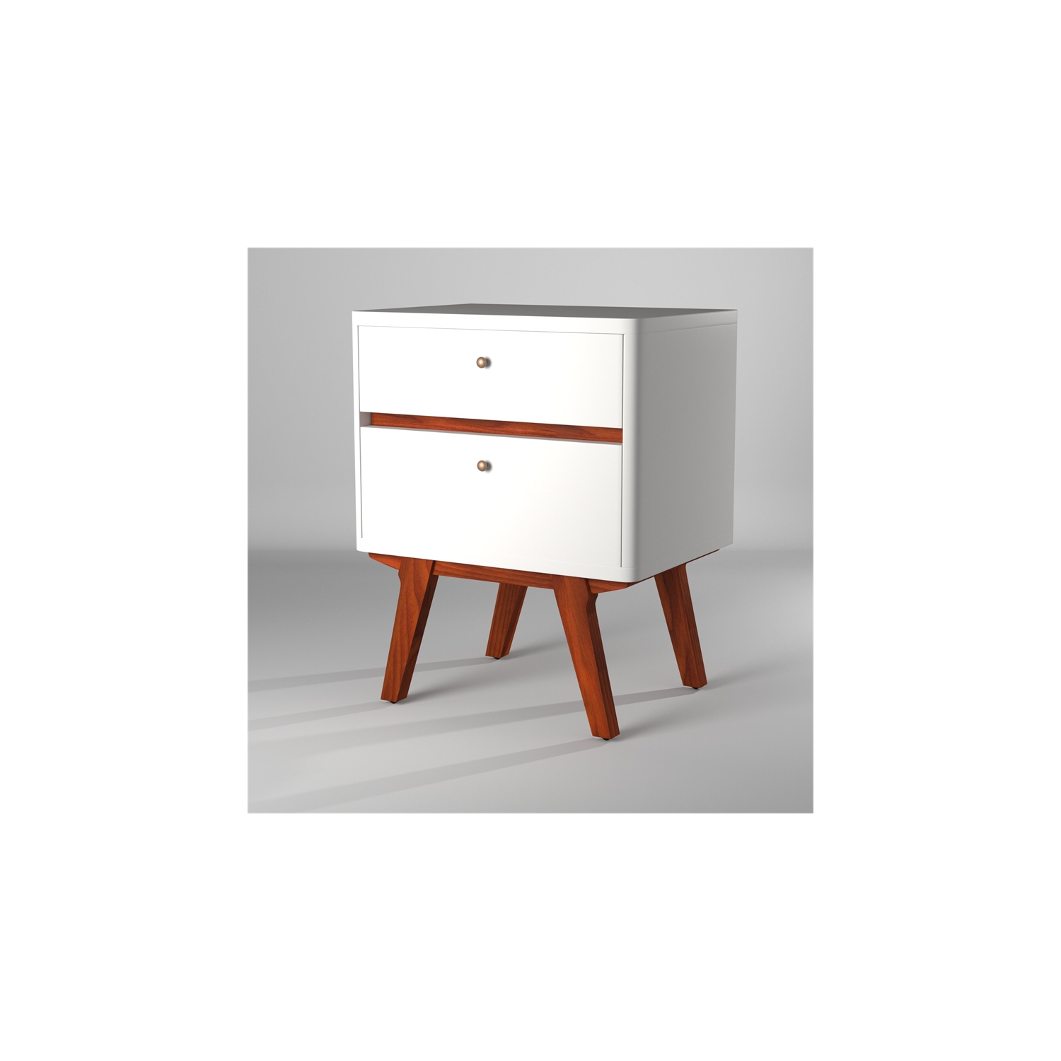 Alpine Furniture Dakota Two Drawer Wood Nightstand in White