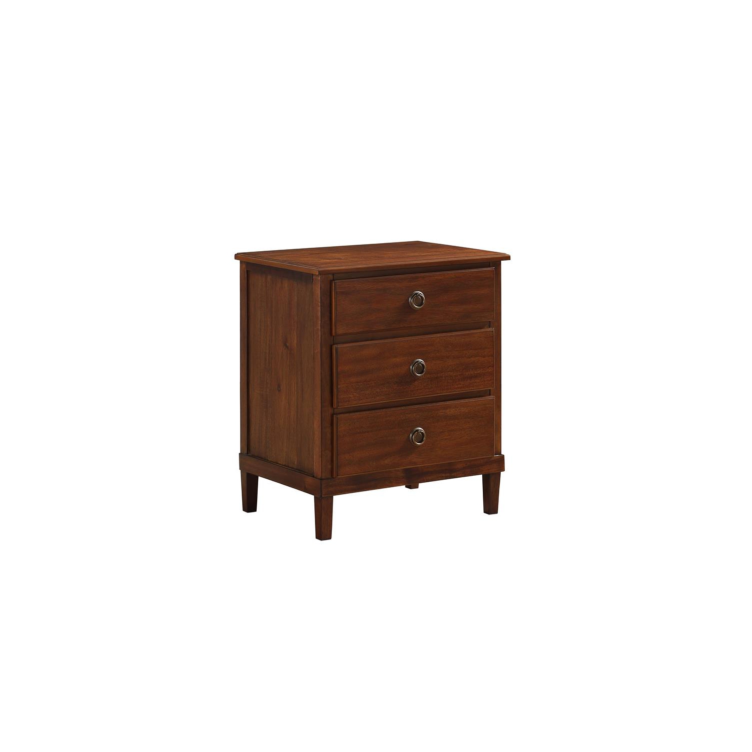 Cambridge Brown Wood 3-Drawer Nightstand