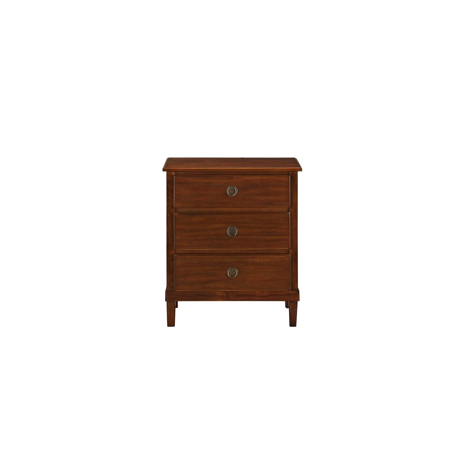 Cambridge Brown Wood 3-Drawer Nightstand