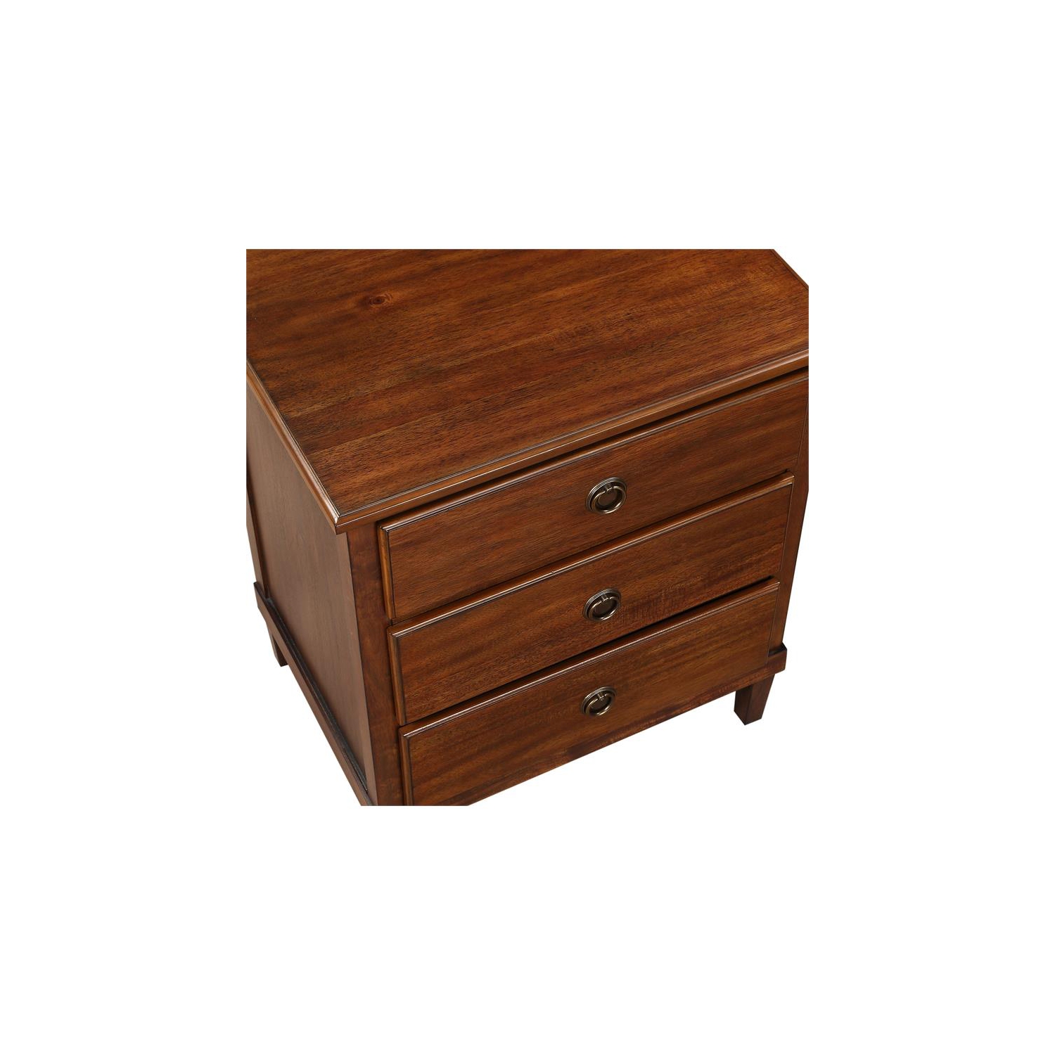 Cambridge Brown Wood 3-Drawer Nightstand