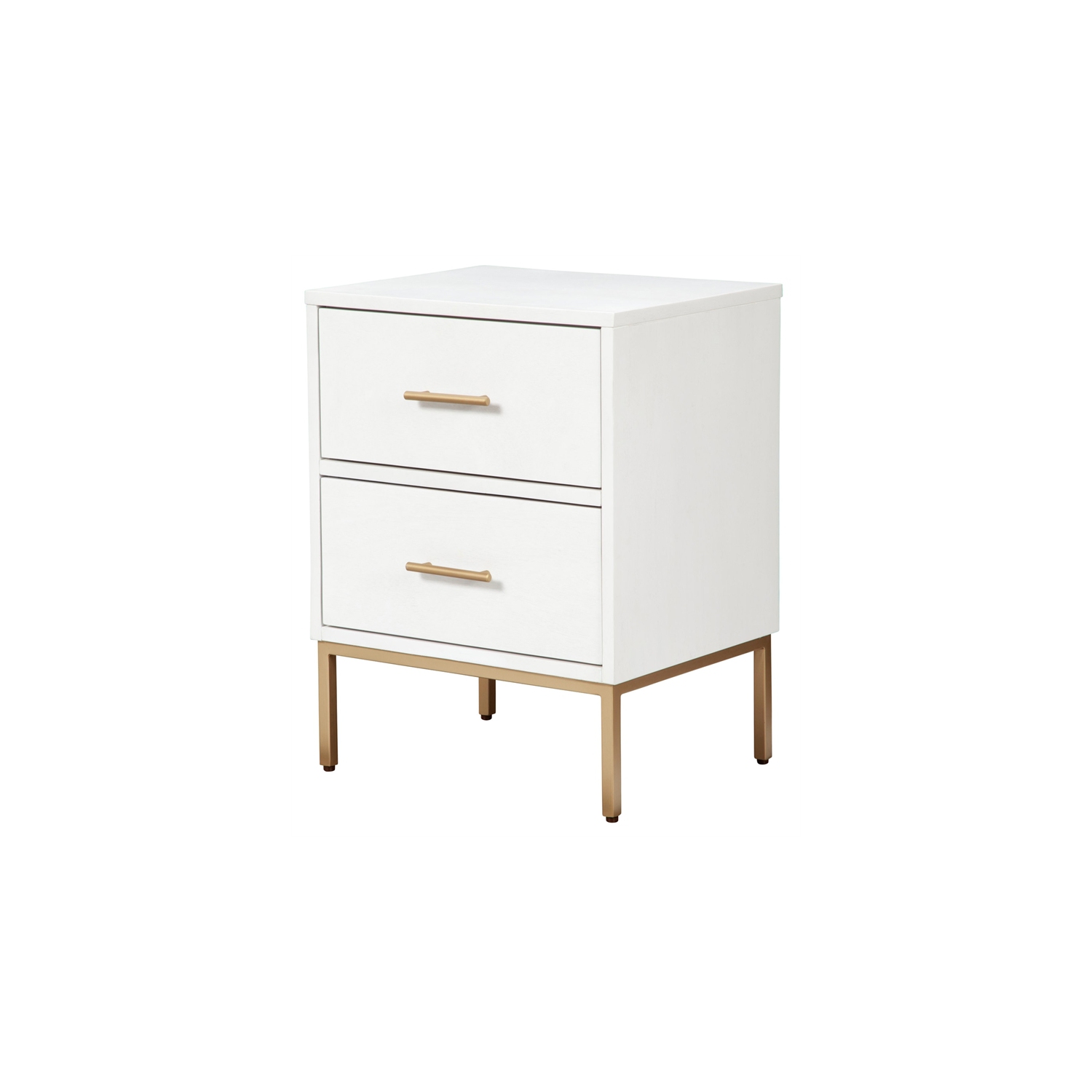 Alpine Furniture Madelyn Two Drawer Wood Nightstand in White