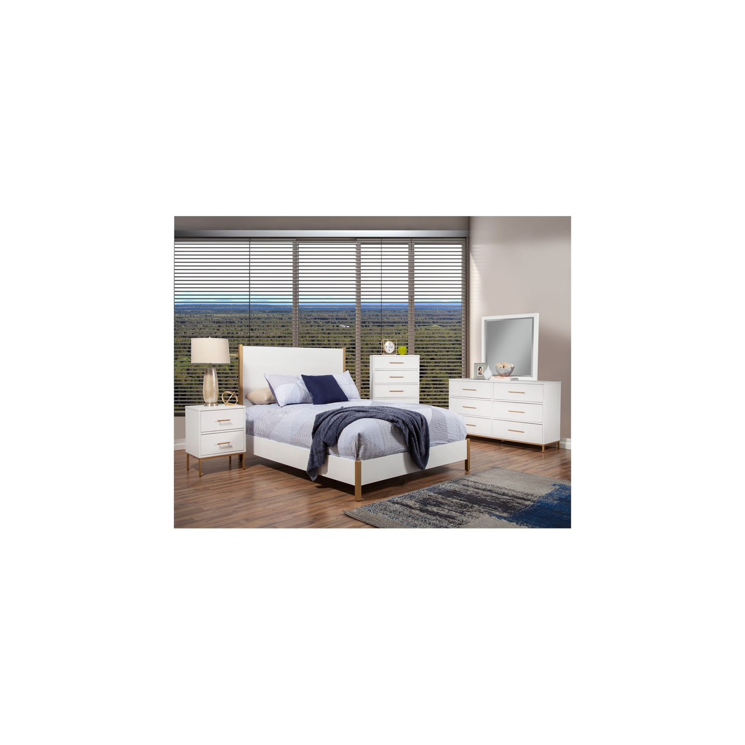 Alpine Furniture Madelyn Two Drawer Wood Nightstand in White