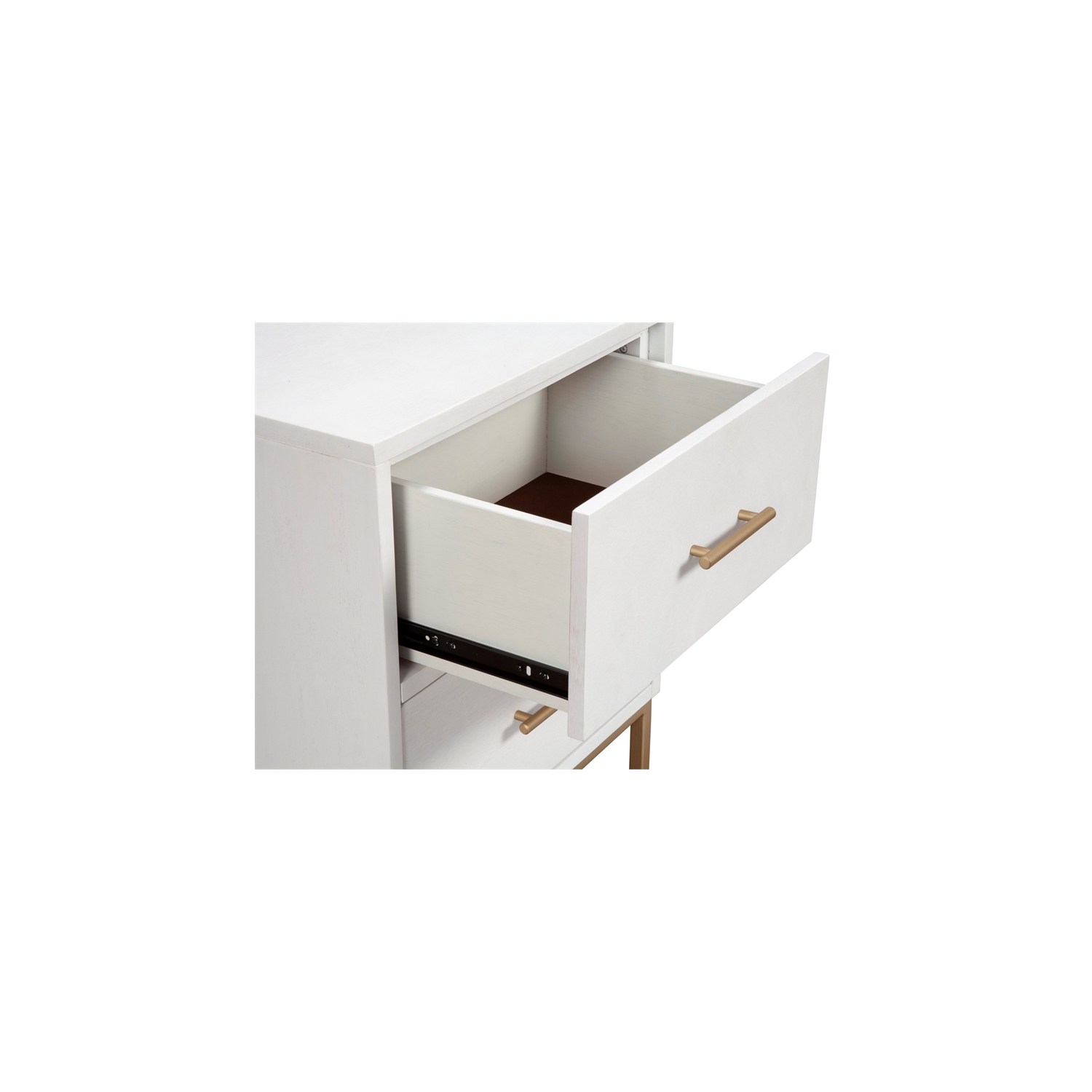 Alpine Furniture Madelyn Two Drawer Wood Nightstand in White