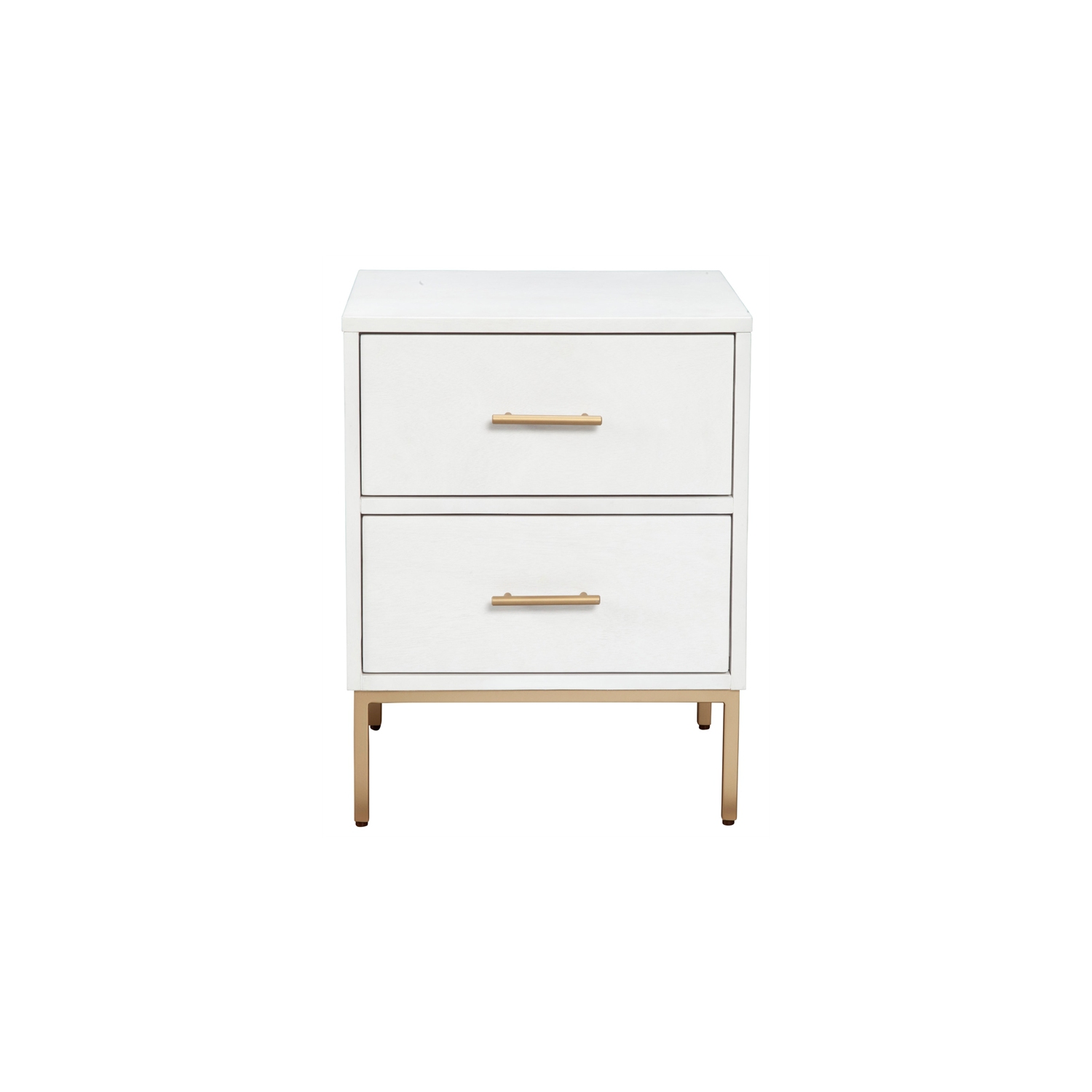 Alpine Furniture Madelyn Two Drawer Wood Nightstand in White