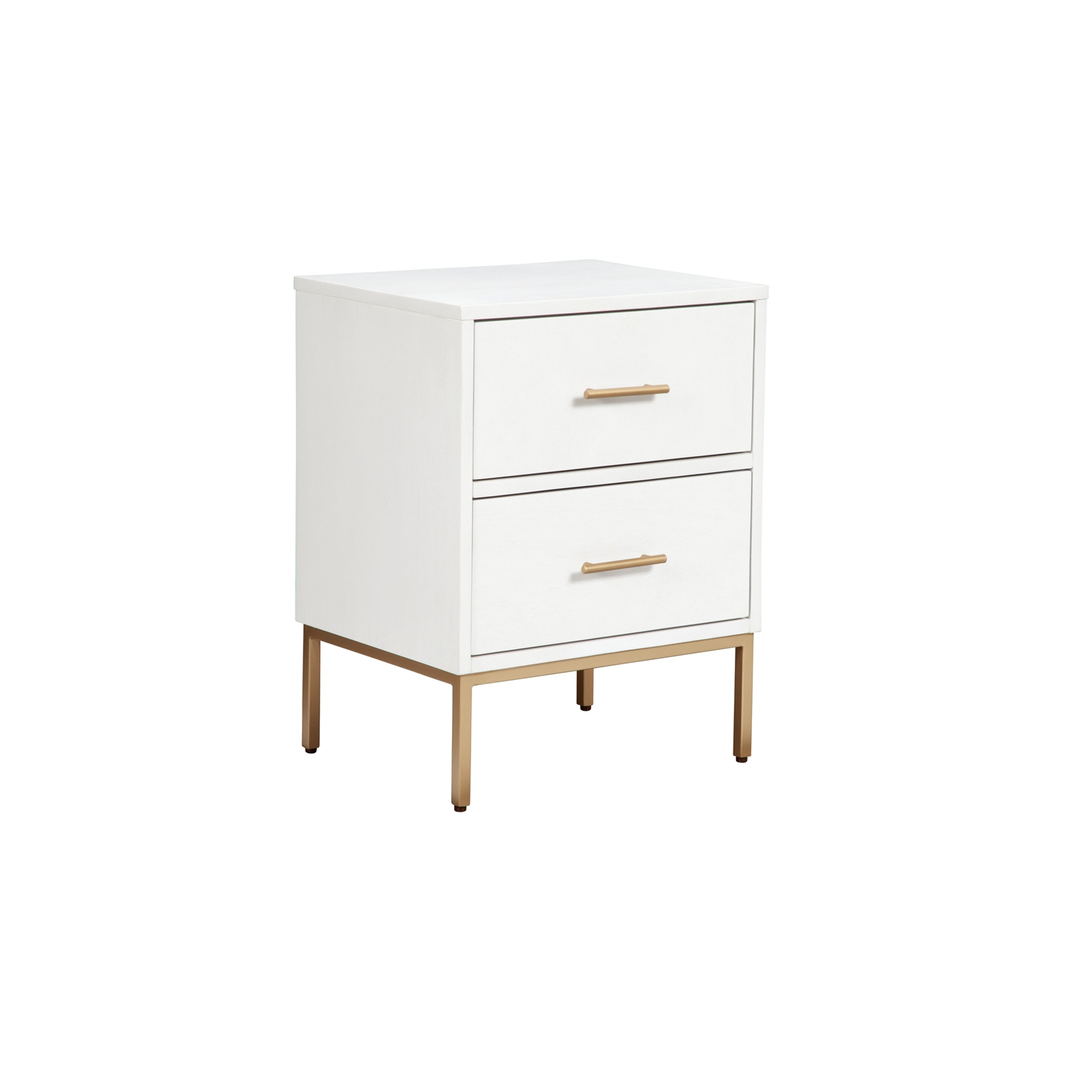 Alpine Furniture Madelyn Two Drawer Wood Nightstand in White