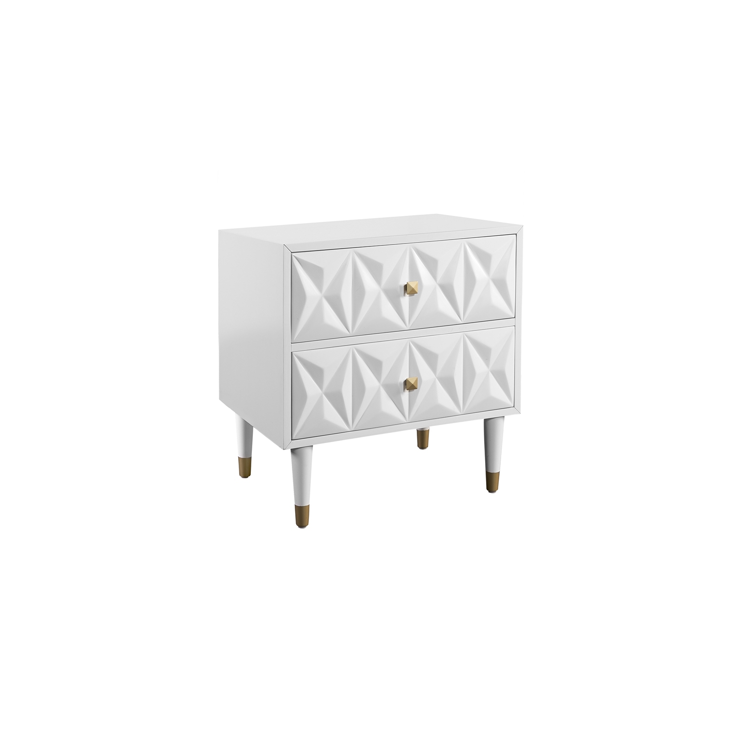 Riverbay Furniture 2 Drawer Geo Texture Nightstand in White