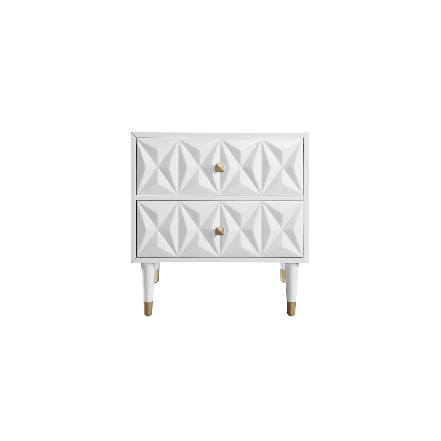 Riverbay Furniture 2 Drawer Geo Texture Nightstand in White