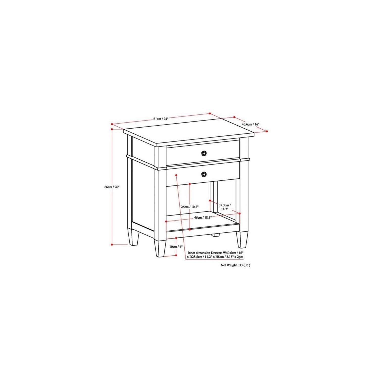 Atlin Designs Nightstand in Tobacco Brown