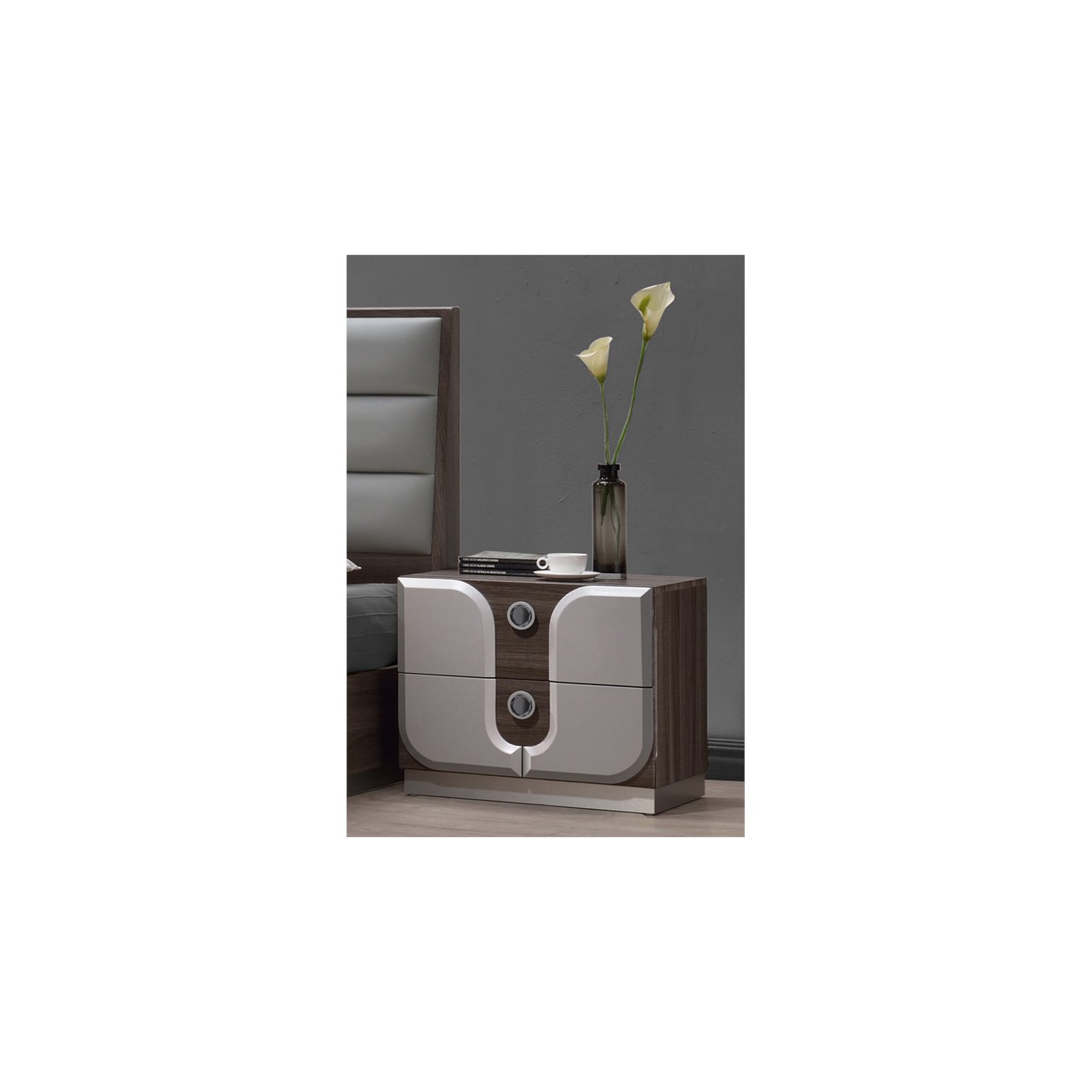 Milan Edinburgh 23.8" 2-Drawer Modern Wood Nightstand in White