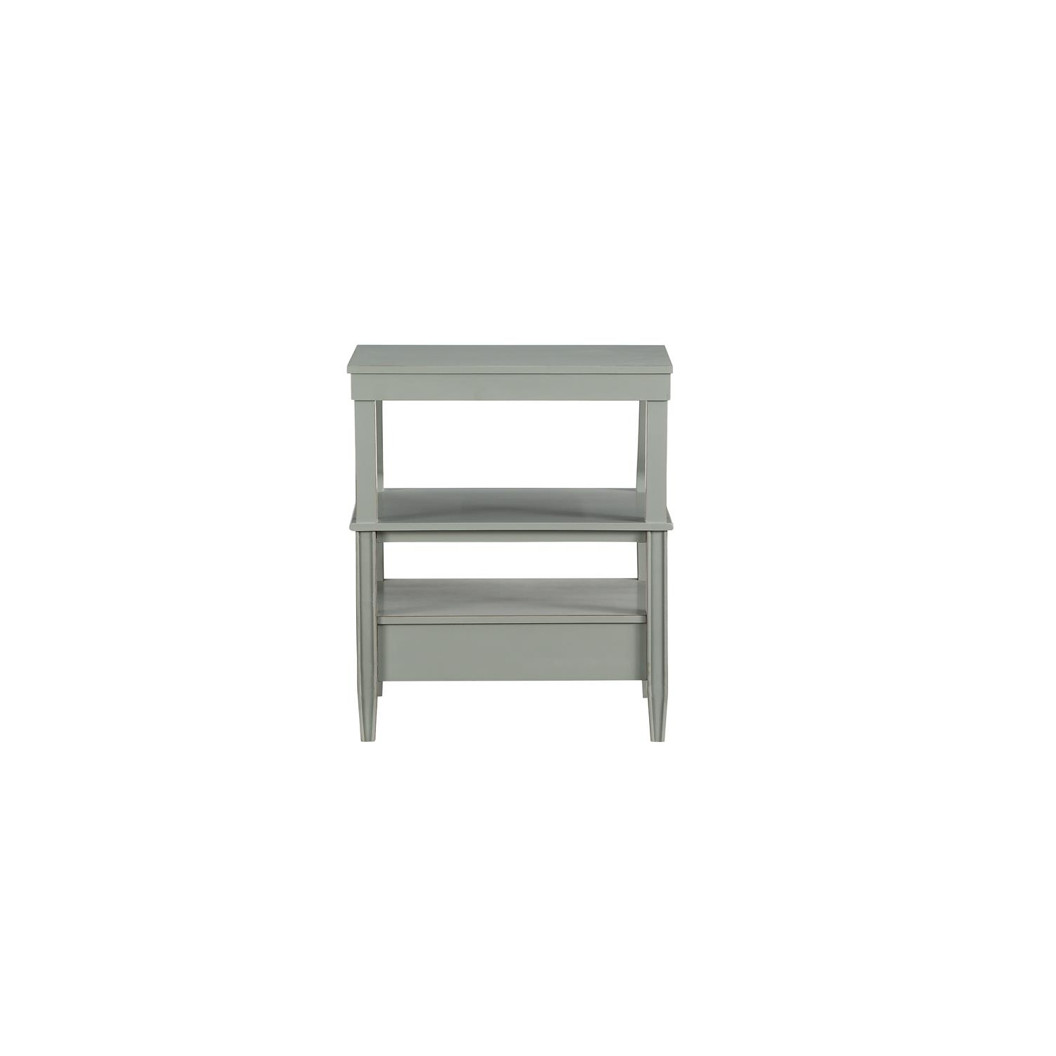 Newton Antique Gray Wood Storage Nightstand with a Drawer and Pull Out Tray