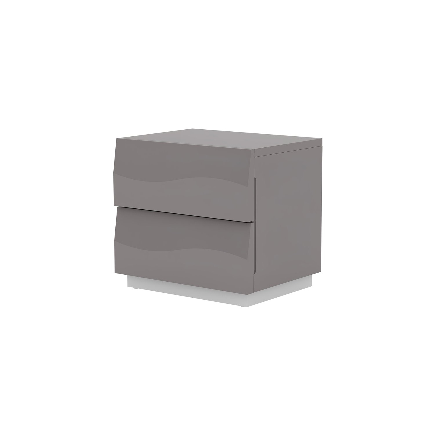Milan Dayton 21.3" 2-Drawer Wood Nightstand in High Gloss Gray