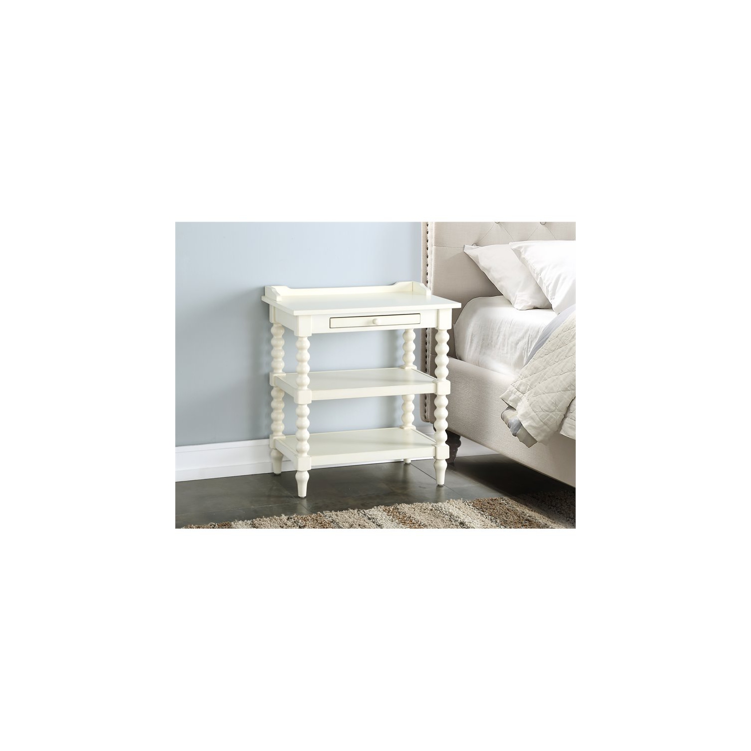 Averly Antique White Wood Nightstand
