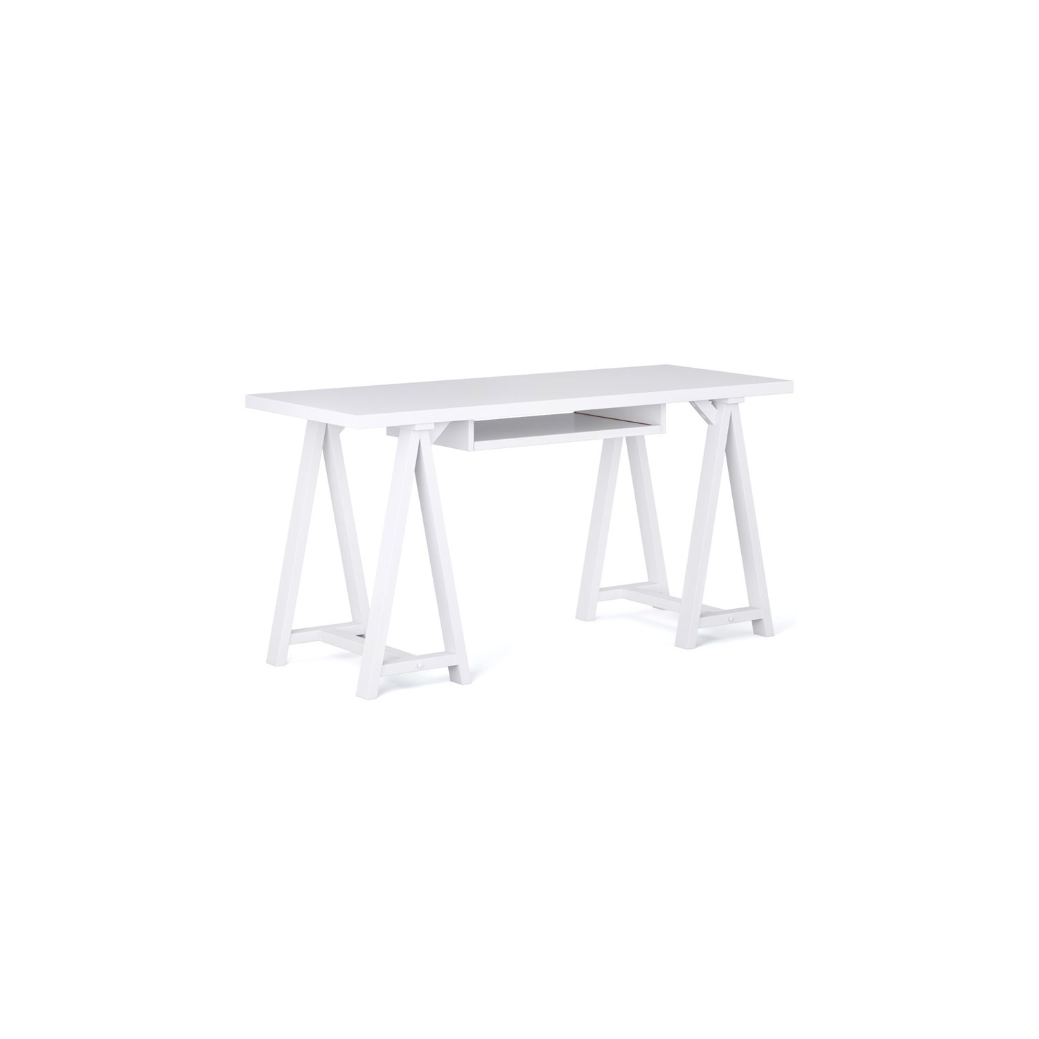Atlin Designs 60"W Modern Soild Wood Computer Desk in White