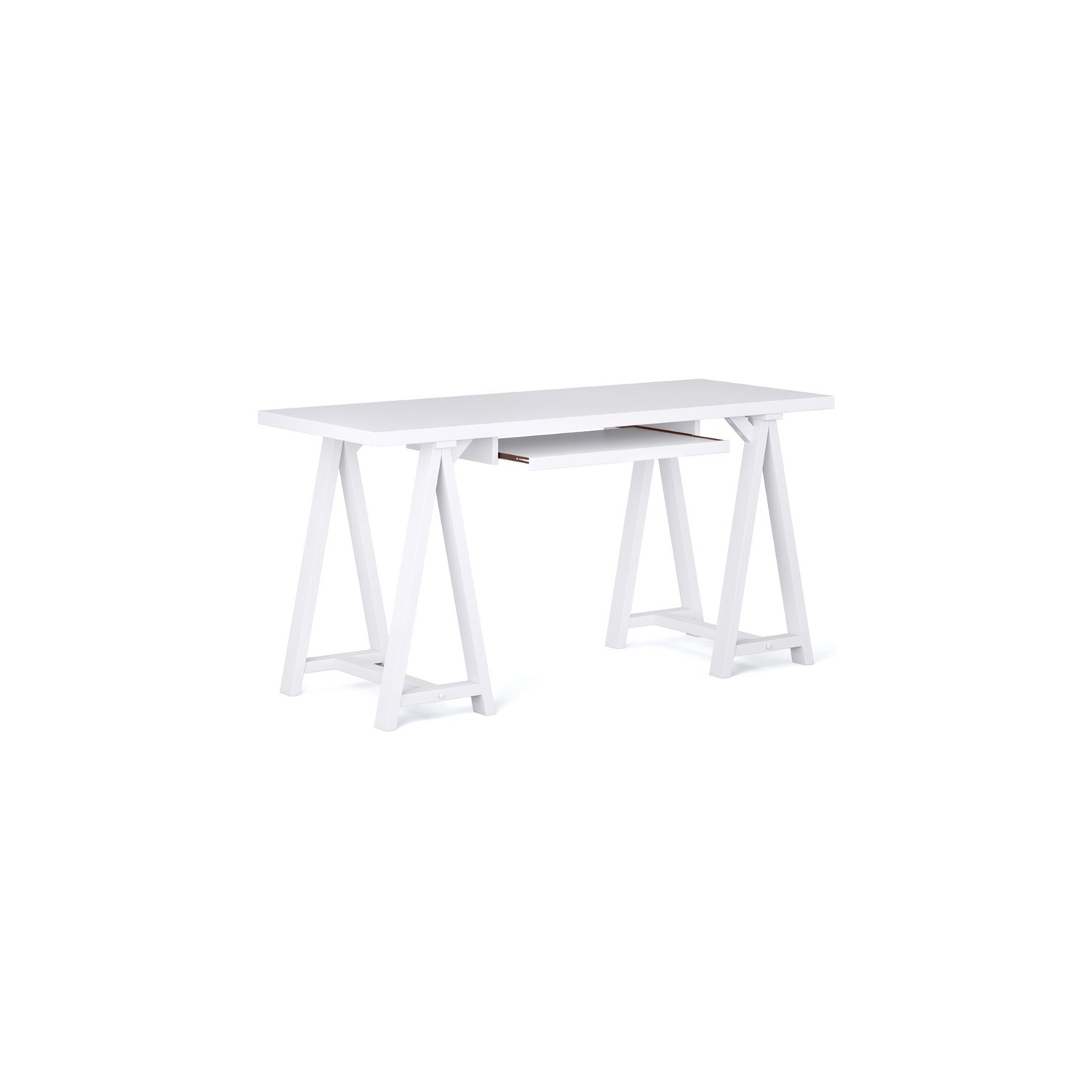 Atlin Designs 60"W Modern Soild Wood Computer Desk in White