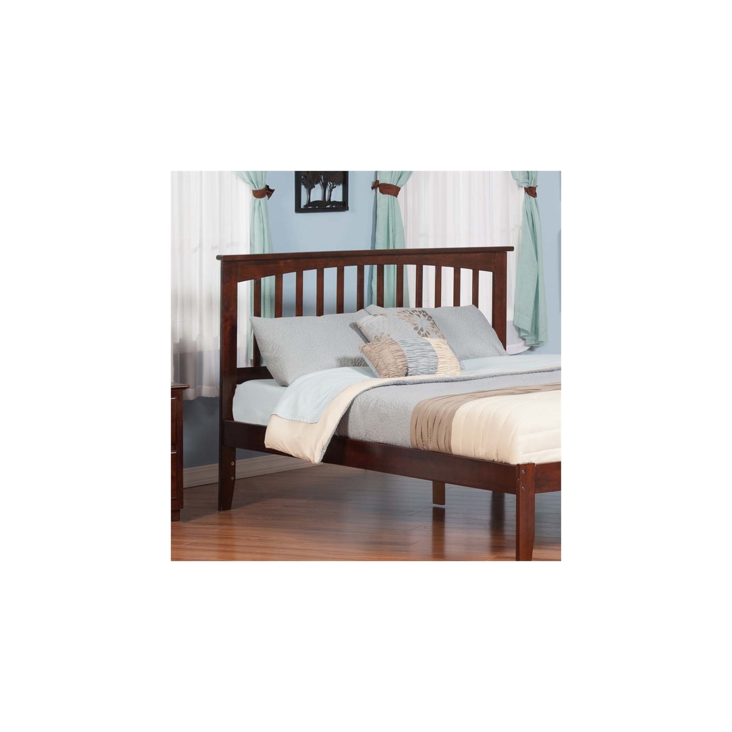 Tête de lit pivotante Leo & Lacey pour très grand lit, noyer