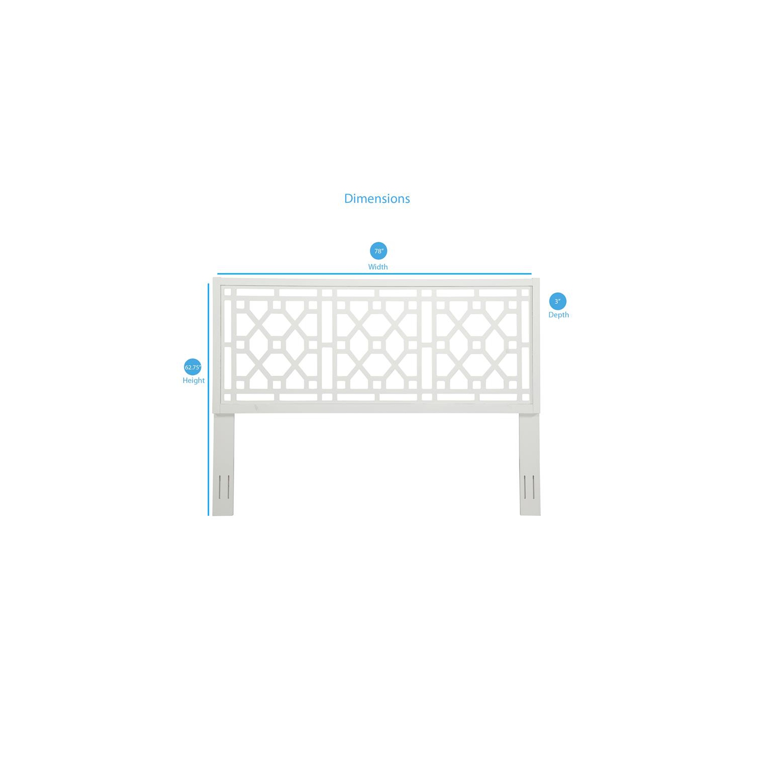 Thomas Chippendale White Wood Headboard - King