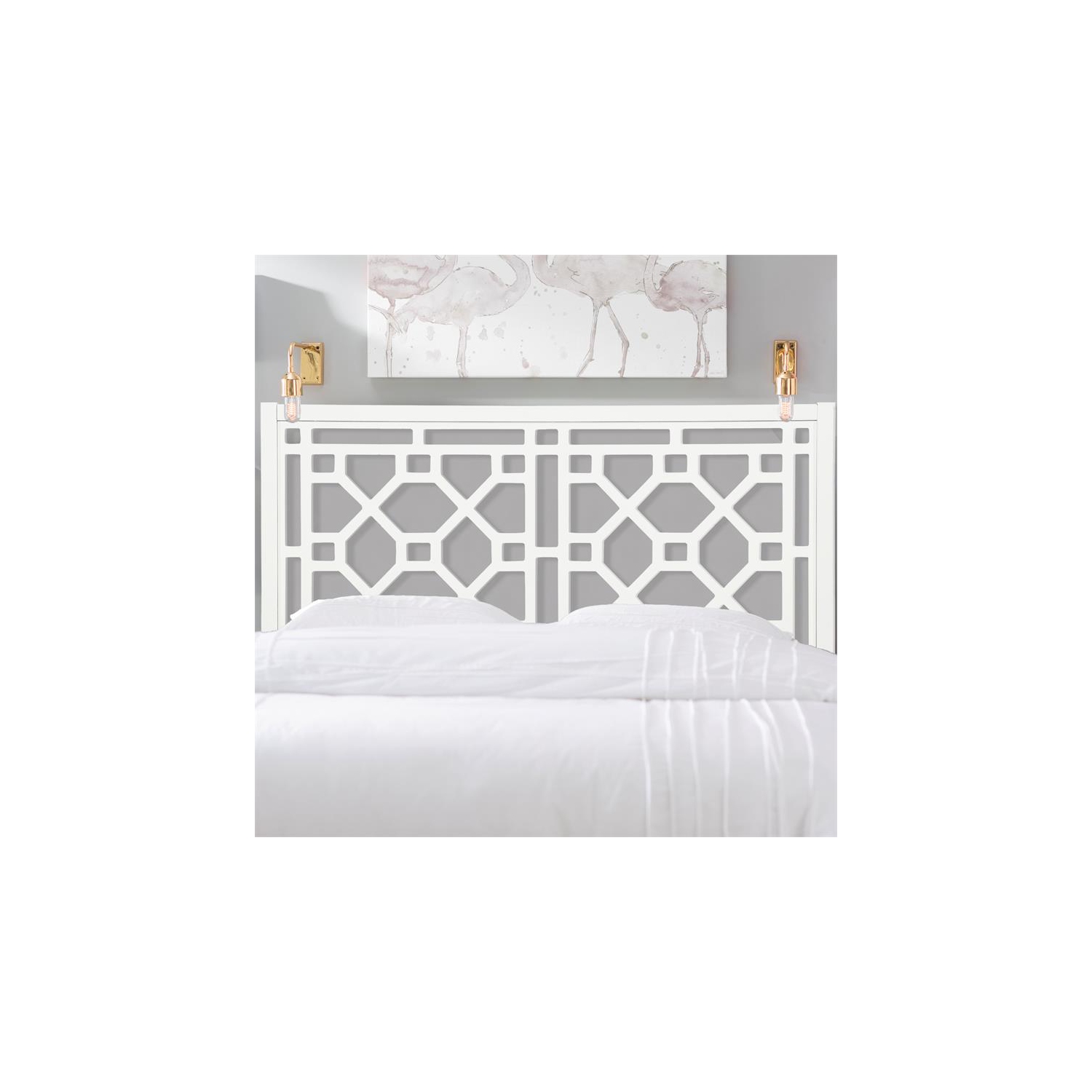 Thomas Chippendale White Wood Headboard - King
