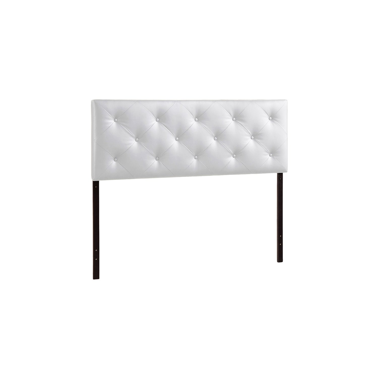 Bowery Hill Faux Leather Tufted King Panel Headboard in White