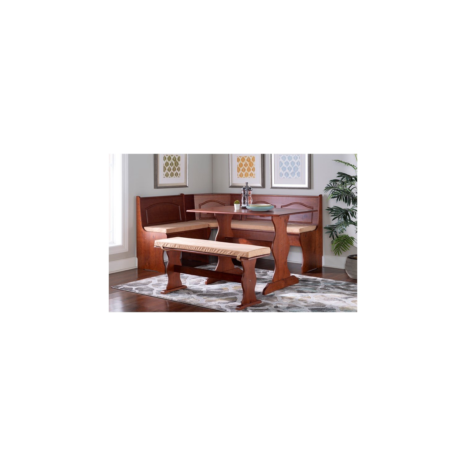 Riverbay Furniture Transitional Fabric Cushion Set in Beige Microfiber