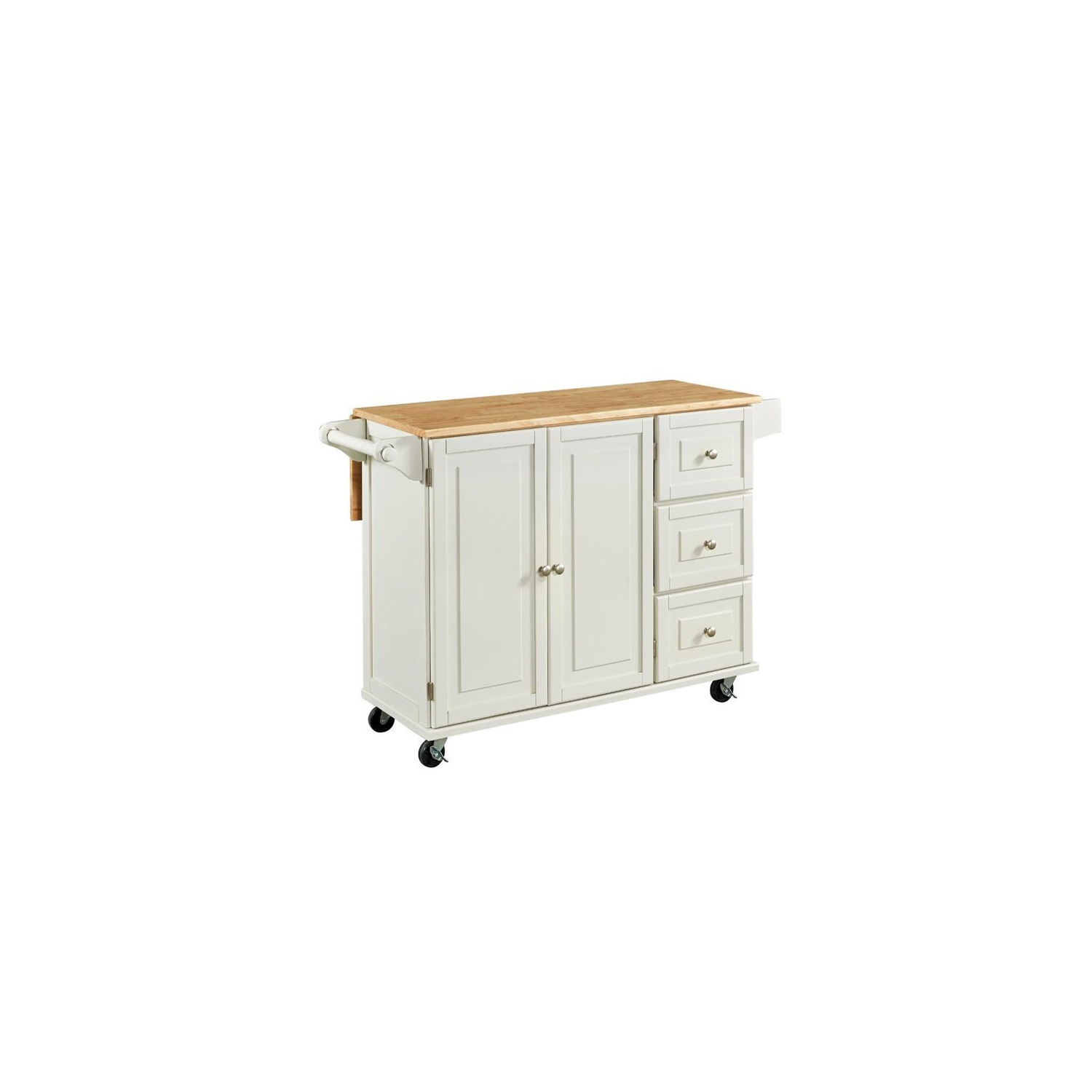 Hawthorne Collections Wood Top Kitchen Cart in White